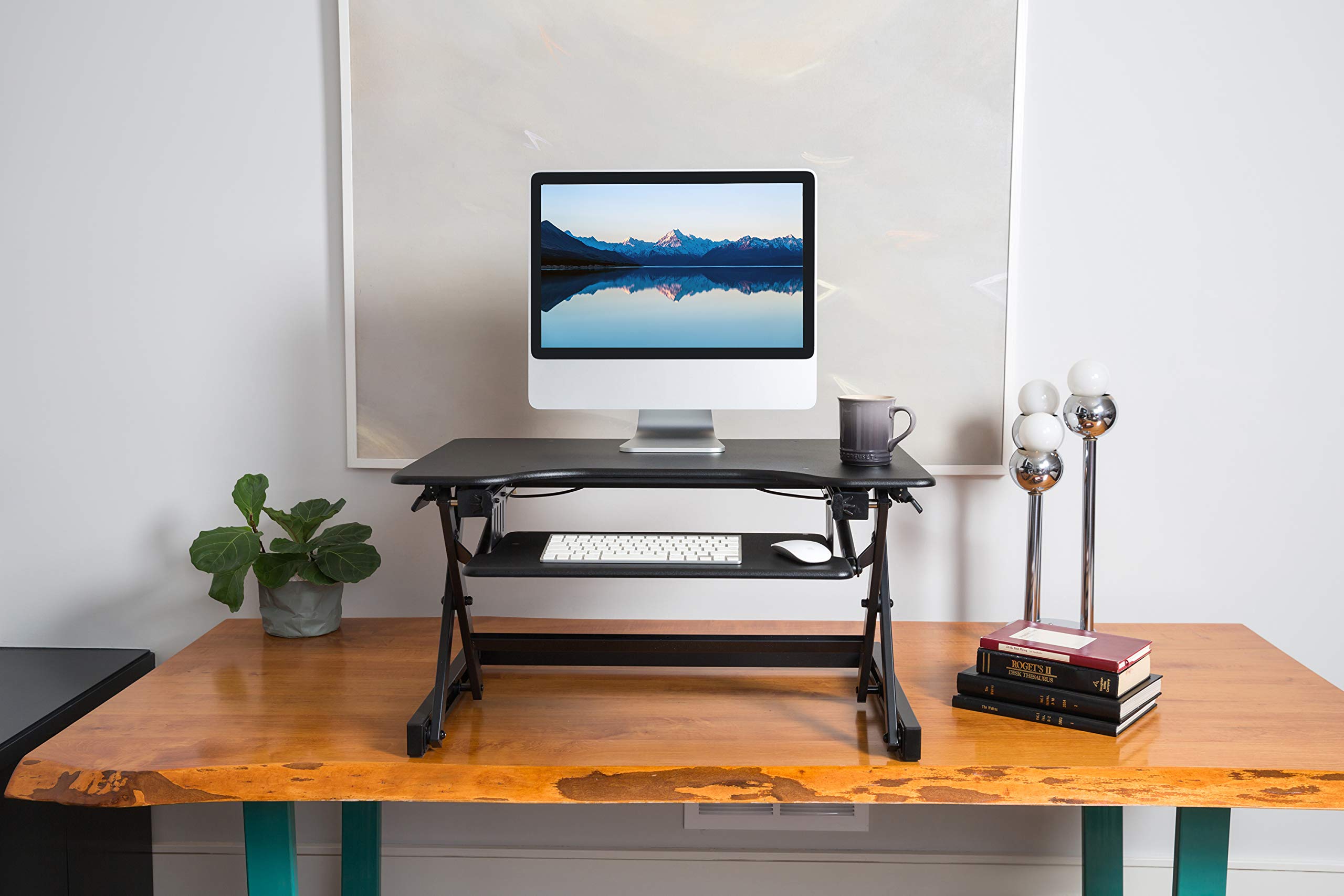 Lorell Adjustable Desk Riser Plus - Ergonomic Standing Desk Converter for Home & Office - Height Adjustable Computer Stand for Laptop & Monitor - Perfect for Work from Home & Office Workspace Setup