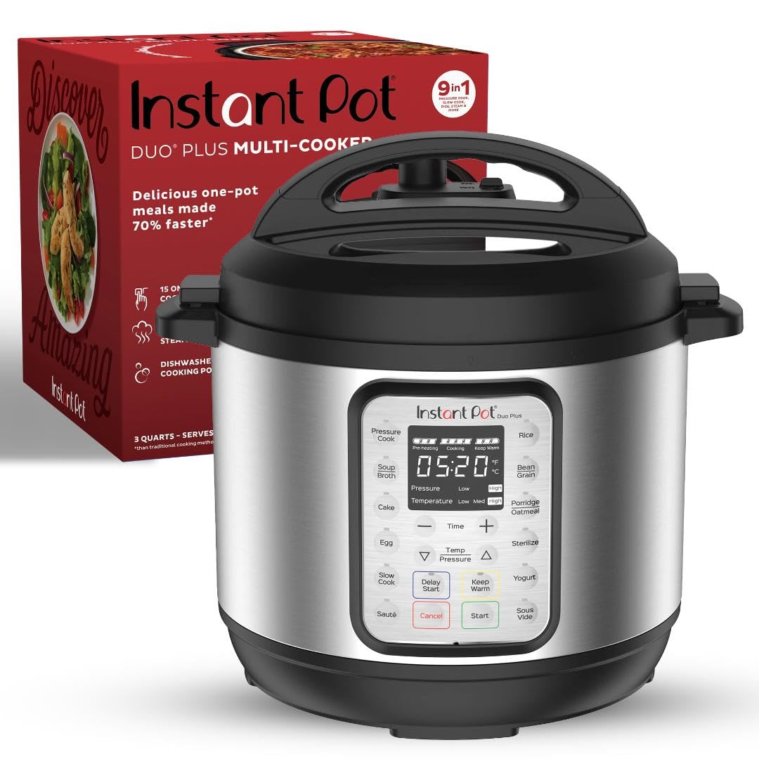 Instant Pot Duo Plus 9-in-1 Electric Pressure Cooker | 6 Quart Stainless Steel Multi-Cooker with Slow Cooker, Rice Cooker, Steamer & Yogurt Maker | Includes Free App with 800+ Recipes | Perfect for Meal Prep, Family Dinners & Healthy Cooking