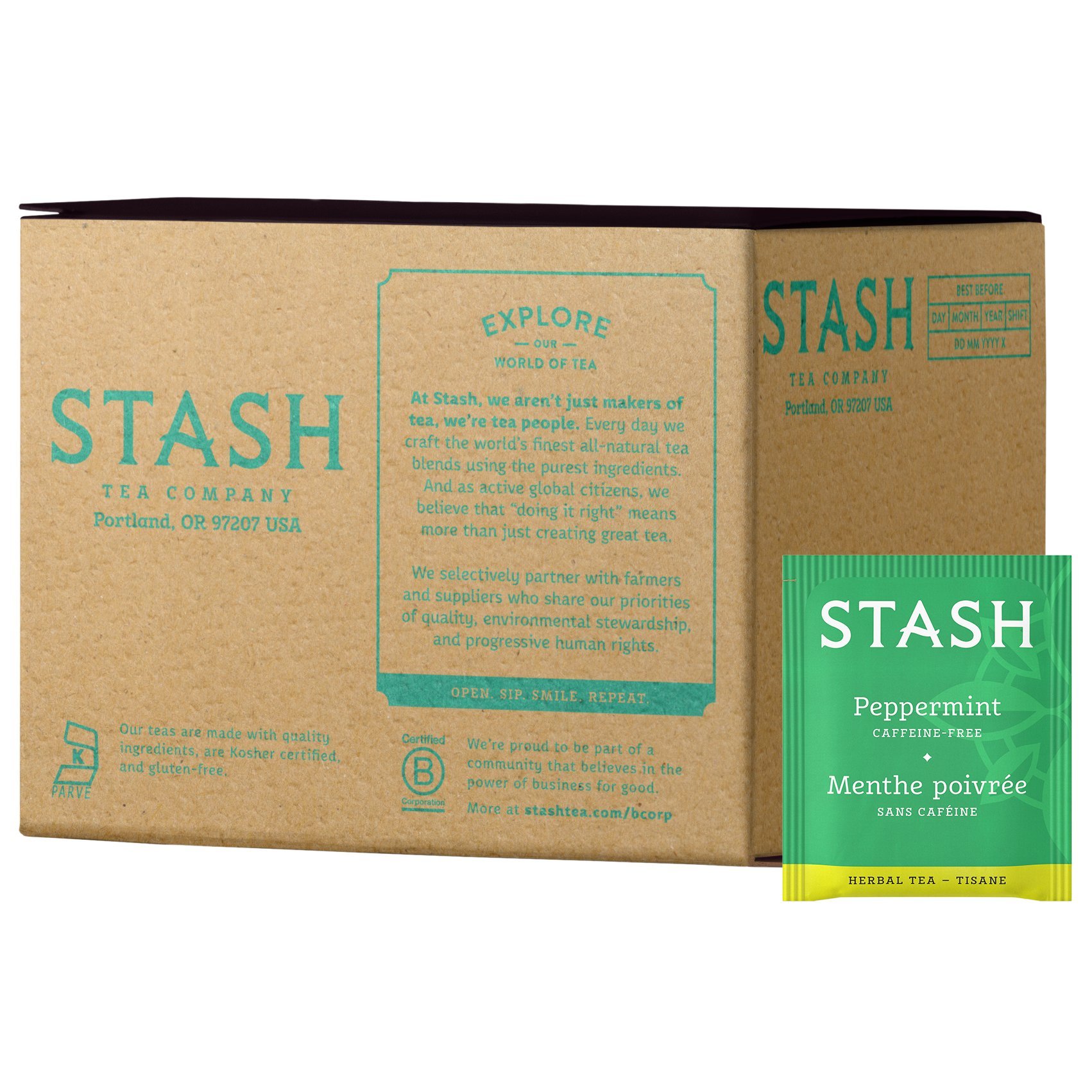 Organic Peppermint Herbal Tea Bags - 100 Count | Caffeine-Free, Natural Digestive Aid & Stress Relief | Perfect for After Dinner, Office Relaxation & Bedtime Soothing