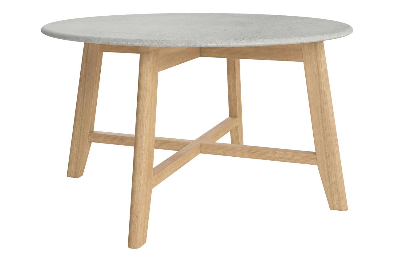 Inmod Coby Mid-Century Modern Coffee Table - Faux Cement Finish, White/Grey - Stylish Living Room Centerpiece for Home Decor & Small Space Furniture