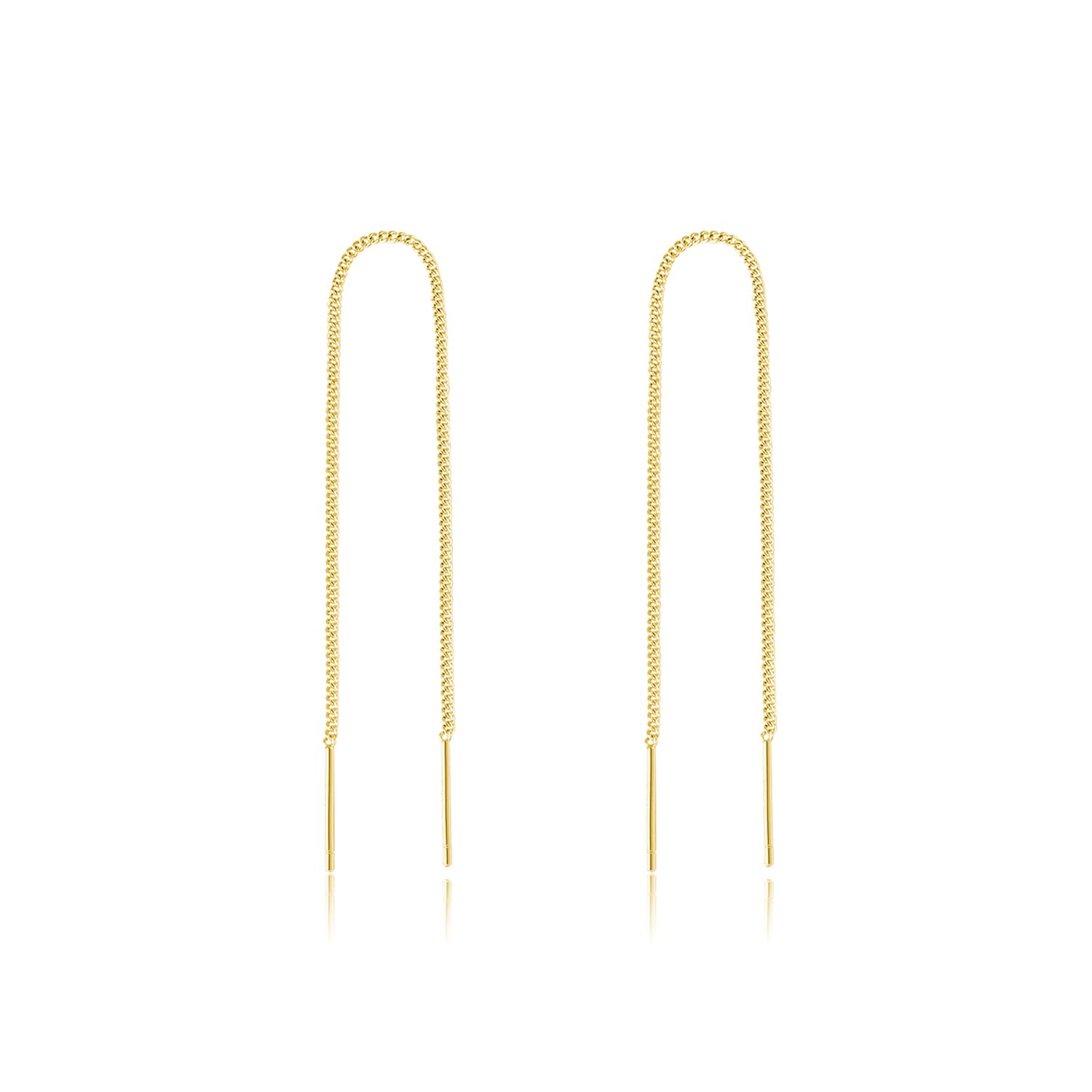 Reffeer Solid 925 Sterling Silver Chain Threader Dangle Earrings for Women & Teens - Minimalist Long Tassel Earrings - Perfect for Parties, Weddings & Everyday Wear