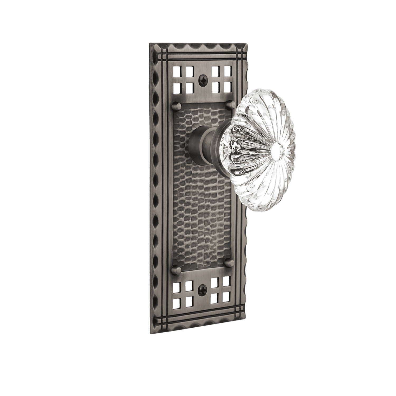 Antique Pewter Oval Fluted Crystal Knob Craftsman Long Plate - Elegant Cabinet & Drawer Pull for Vintage Home Decor, Kitchen Cabinets, and Furniture Hardware