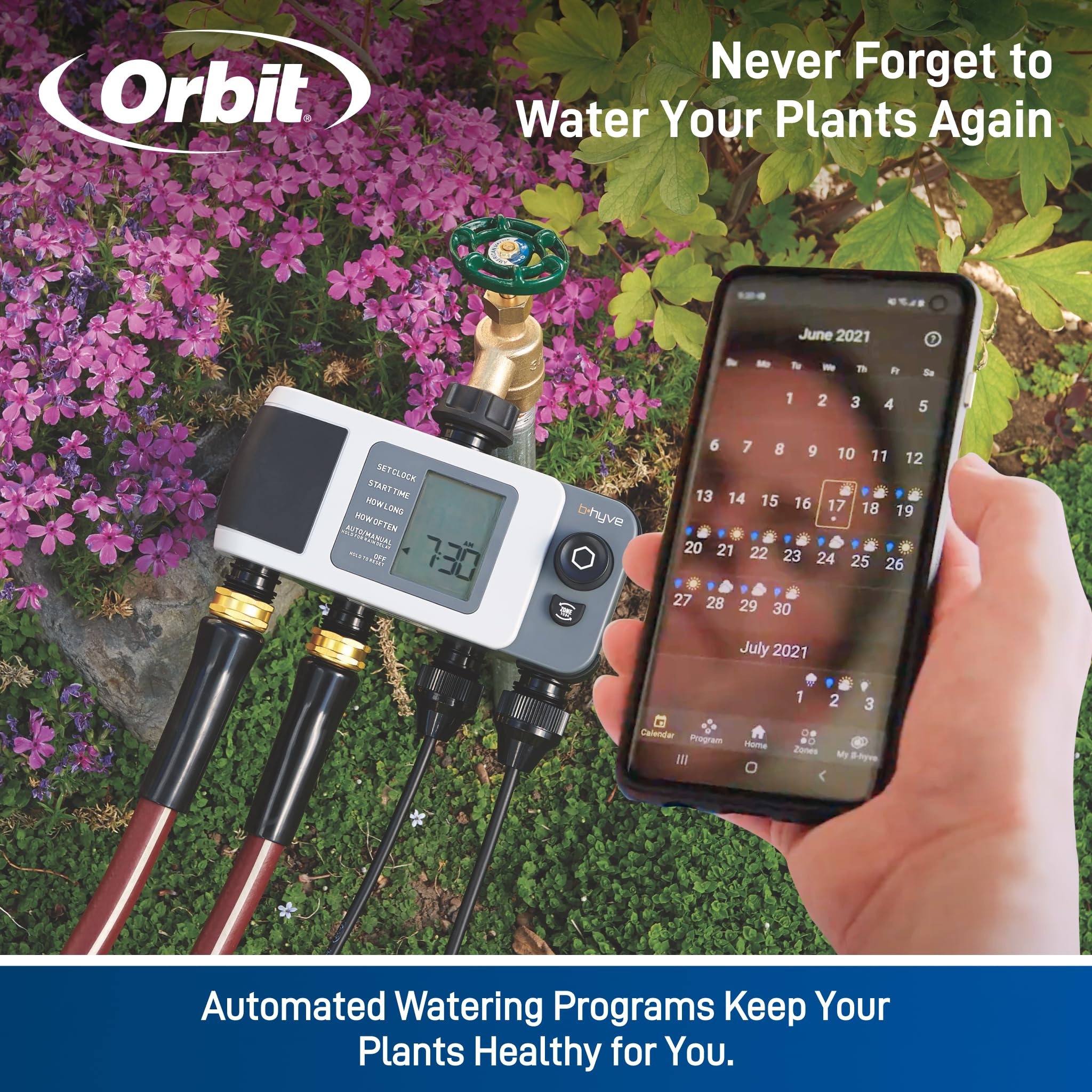 Orbit 24639 B-hyve XD 4-Port Smart WiFi Hose Watering Timer with Hub - Automatic Sprinkler Controller for Lawn & Garden Irrigation System