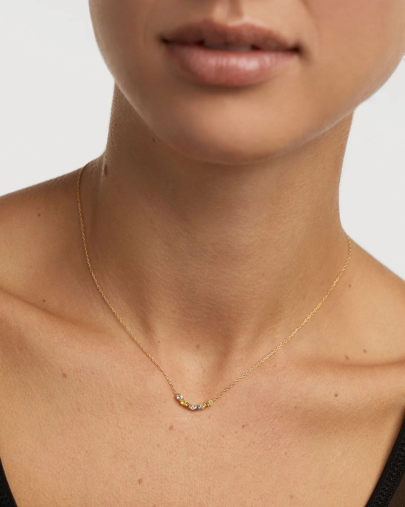 18ct Yellow Gold Vermeil Rainbow Necklace for Women - Elegant Dainty Layering Jewelry Gift for Birthday, Anniversary & Valentine's Day | Perfect for Everyday Wear, Parties & Special Occasions