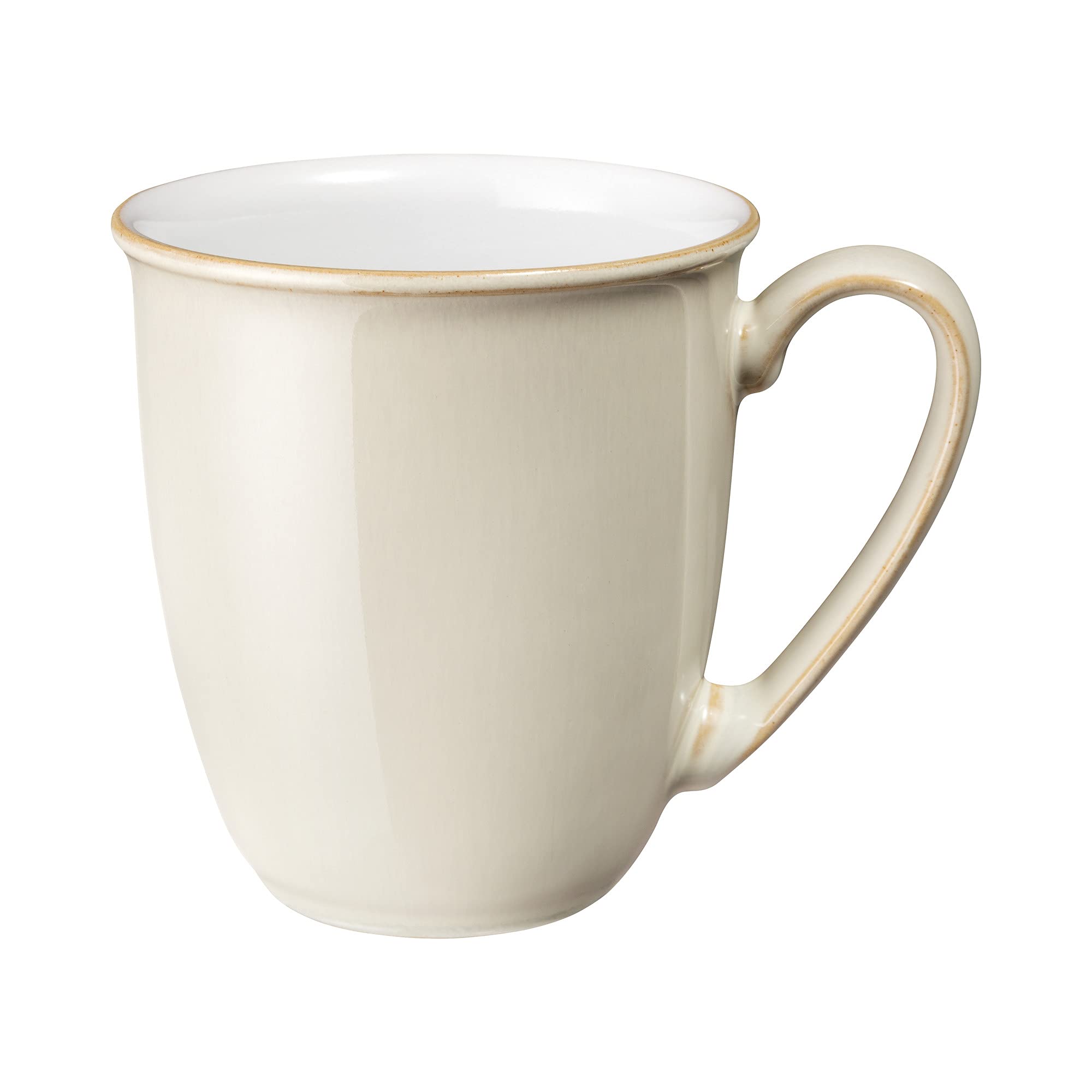 Denby Linen Cream White 4-Piece Ceramic Dinnerware Set - Includes Dinner Plate, Small Plate, Cereal Bowl & Coffee Mug - Dishwasher Safe Stoneware for Everyday Use - Perfect for Home Dining, Entertaining & Gifts