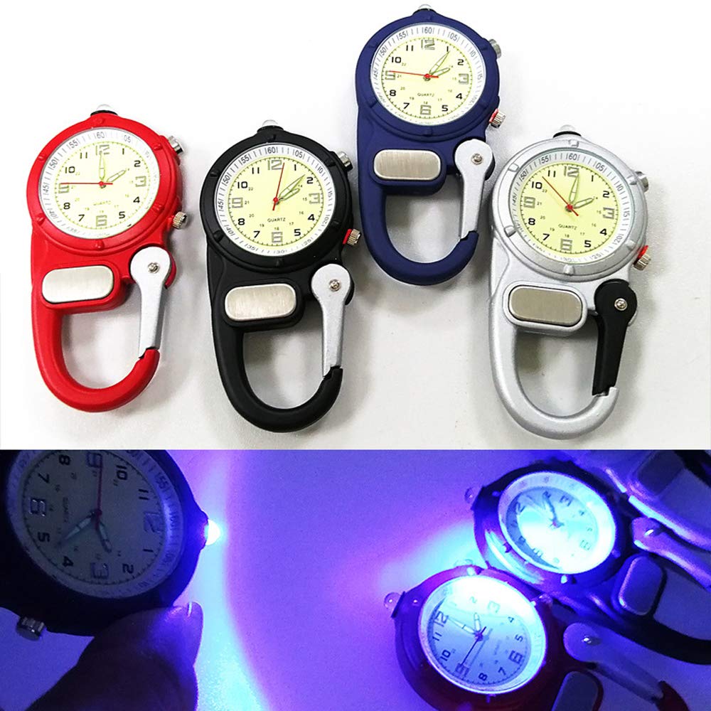 Weicam Nurse & Doctor Analog Quartz Pocket Watch with Luminous Hands - Clip-On Carabiner for Outdoor, Medical, and Work Use