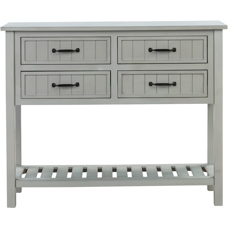 White Wooden 4-Drawer Console Table - Crestview Collection Entryway Sofa Table for Living Room, Hallway & Bedroom Storage
