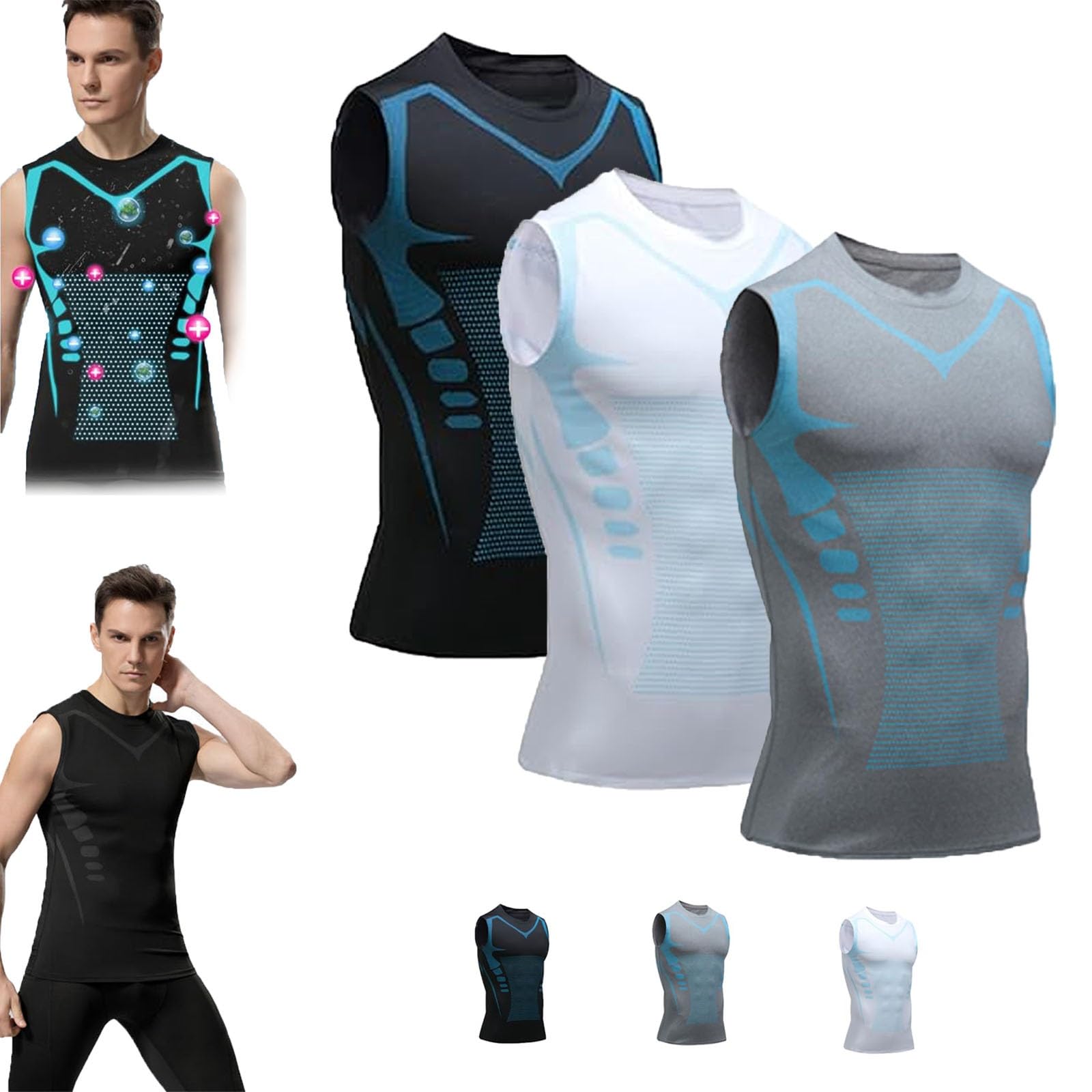 Vitaboost Compression Shirt for Women & Men - Maynox Ionic Shaping Sleeveless Workout Shirt - Slimming Fitness Top for Running, Yoga & Gym Training