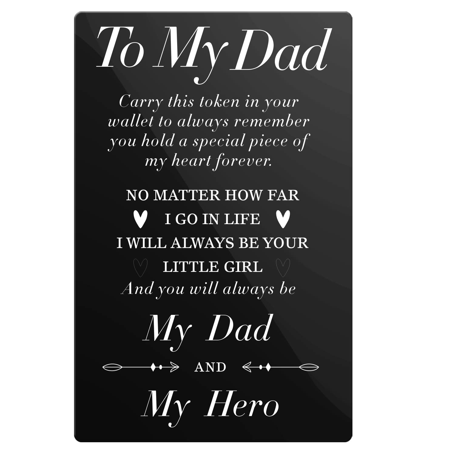 Engraved Metal Wallet Card for Dad - Personalized 'My Dad My Hero' Gift for Christmas, Birthday, Father's Day | Thoughtful Present from Daughter | Perfect for Wallets, Keepsakes & Special Occasions