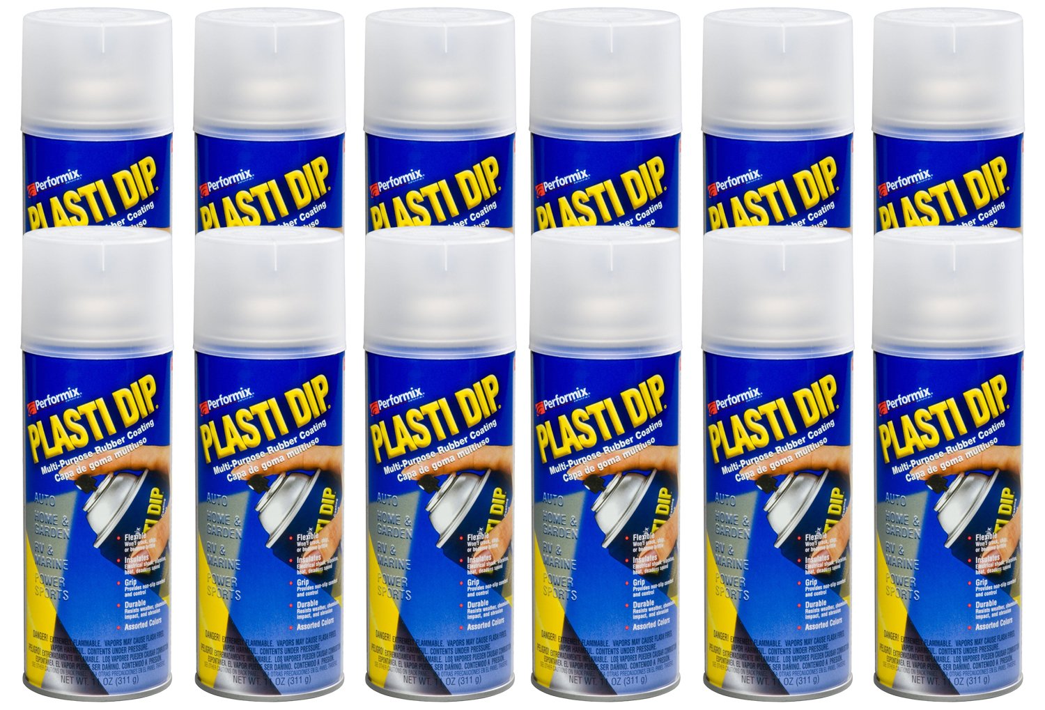Plasti Dip 12-Pack Clear Rubber Coating Spray (11oz Each) - Non-Slip Grip for Tools, Handles & DIY Projects - Perfect for Automotive, Sports Equipment & Home Improvement
