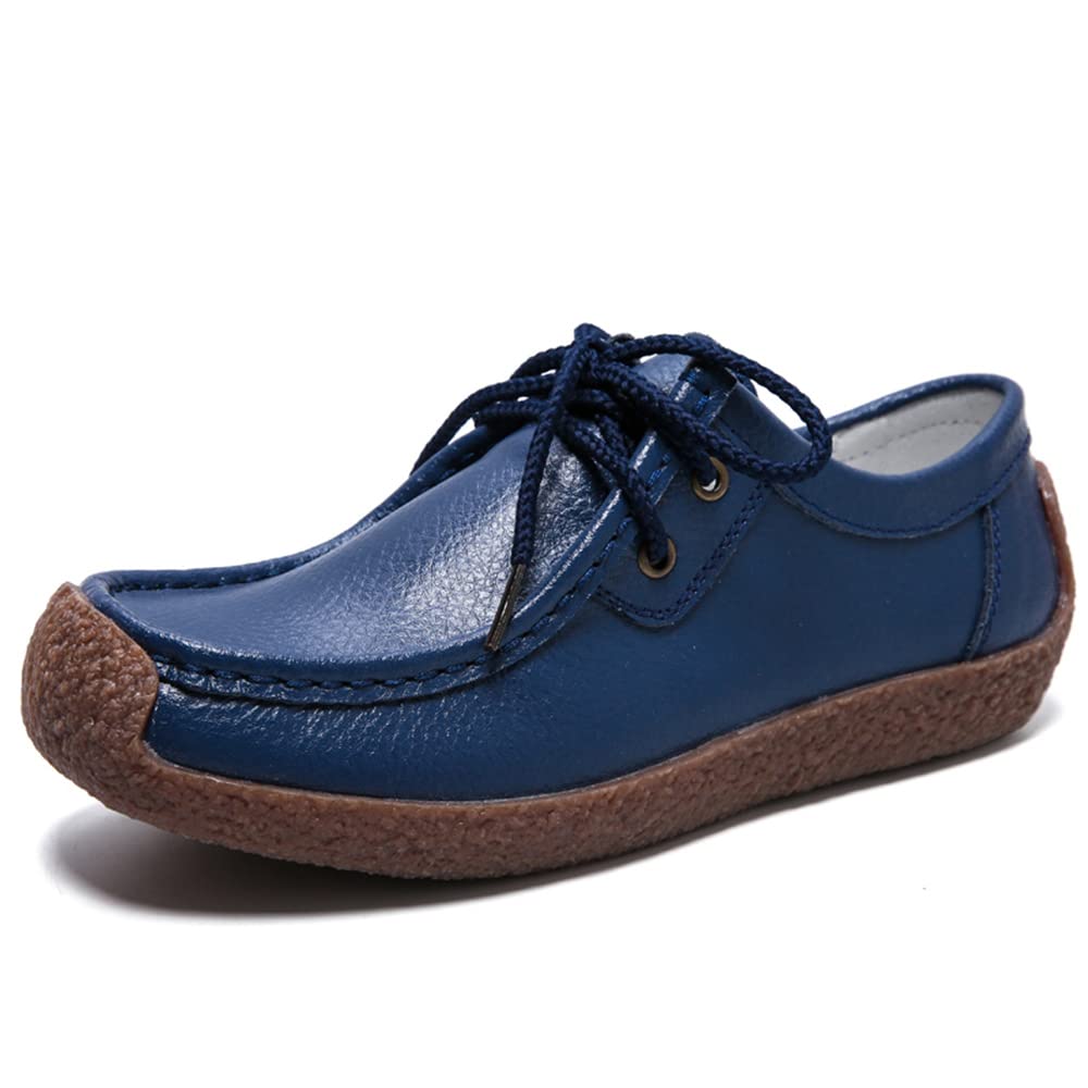 WERWAES Women's Leather Loafers - Comfortable Slip-On Moccasins for Walking, Office & Driving - Lightweight Penny Loafers with Breathable Round Toe - Soft Work Shoes for Women - Perfect for Business Casual, Travel & Everyday Wear