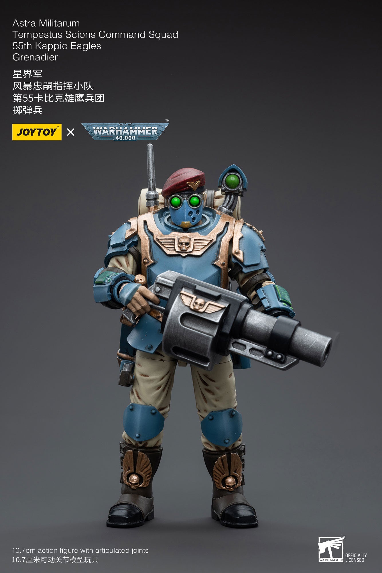1/18 JOYTOY 3.75-inch Astra Militarum Tempestus Scions Command Squad Action Figure - 55th Kappic Eagles Grenadier - Collectible Military Model for Warhammer 40K Fans & Tabletop Gaming Scenes