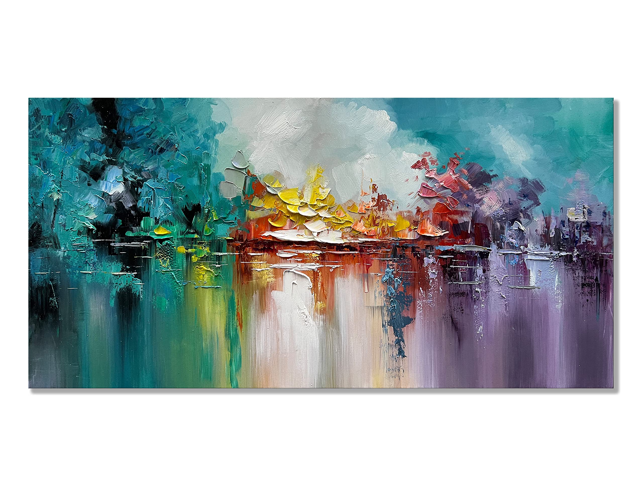 Zoinart Hand Painted Modern Abstract Oil Painting on Canvas - Large Colorful Wall Art for Living Room, Bedroom & Dining Room Decor - Ready to Hang - Perfect for Home & Office Interior Design