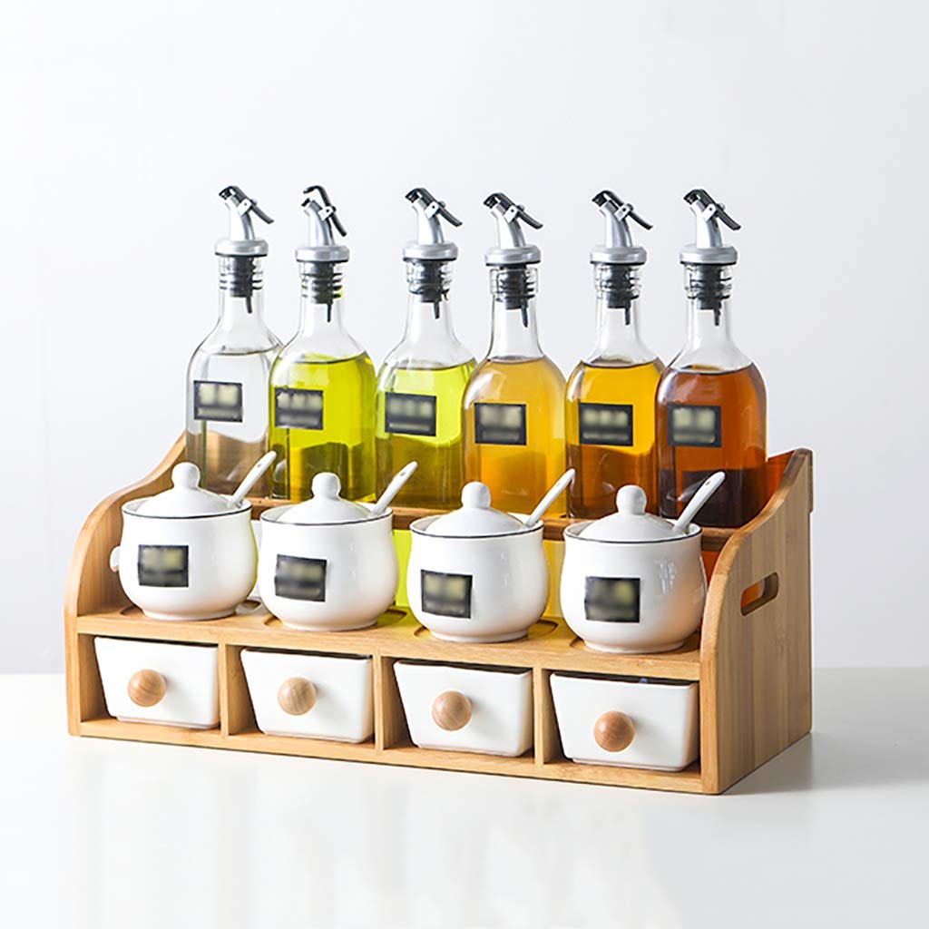 Ceramic Condiment Pots Set - 6-Piece Kitchen Spice Storage Containers for Salt, Pepper, Soy Sauce & Vinegar | Durable Household Seasoning Box with Lids | Perfect for Cooking, Dining Table & Restaurant Use (Color: Emerald Green)