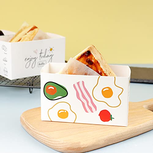 Eco-Friendly Take Out Food Containers - 50 Pack Sandwich Boxes, Toast & Bread Trays for Hot Dogs, Donuts, Egg Waffles | Perfect for Restaurants, Picnics, Parties & On-the-Go Meals | BPA-Free Disposable Lunch Packaging