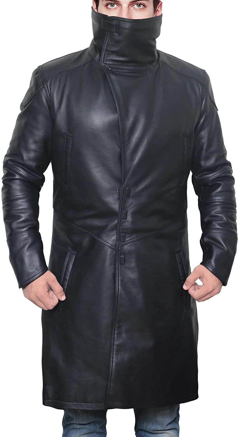 Men's Black Leather Trench Coat with Fur Collar - Premium Winter Outerwear for Formal & Casual Wear | Perfect for Business, Dating & Cold Weather Protection