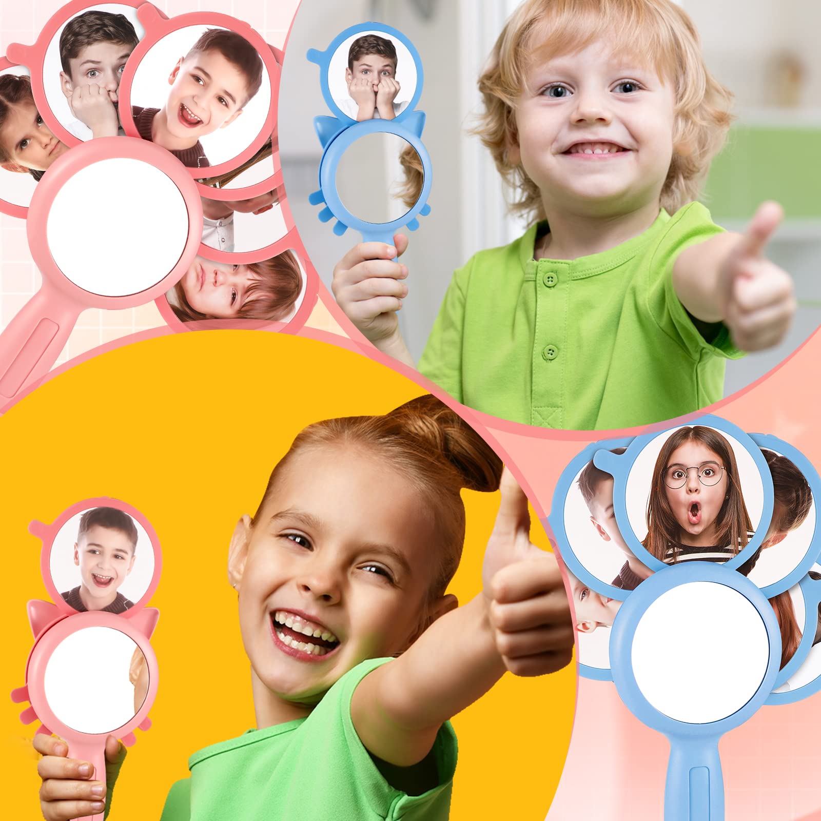 Yaomiao 4 Pack Unbreakable Kids Mirror - Shatterproof Handheld Emotional Learning Tool for Toddlers, Autism Sensory Toys & Anger Management - Perfect for Calm Down Corner, Classroom, Therapy & Social Emotional Development Activities