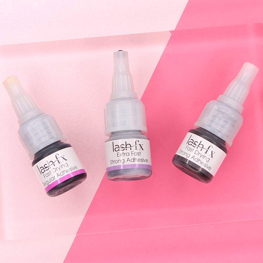 Lash FX Extra Fast Drying Strong Hold Eyelash Glue - 2-3 Sec Quick Dry, Super Black Lash Adhesive for Extensions | Vegan, Cruelty-Free | Perfect for Russian Volume Lashes & Professional Salon Use