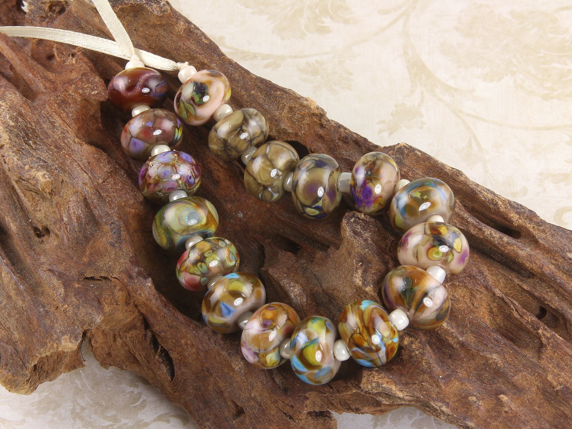 17pcs Brown Lampwork Glass Beads for Jewelry Making - DIY Bracelet, Necklace & Craft Supplies - Boho Style Beads for Handmade Jewelry & Home Decor