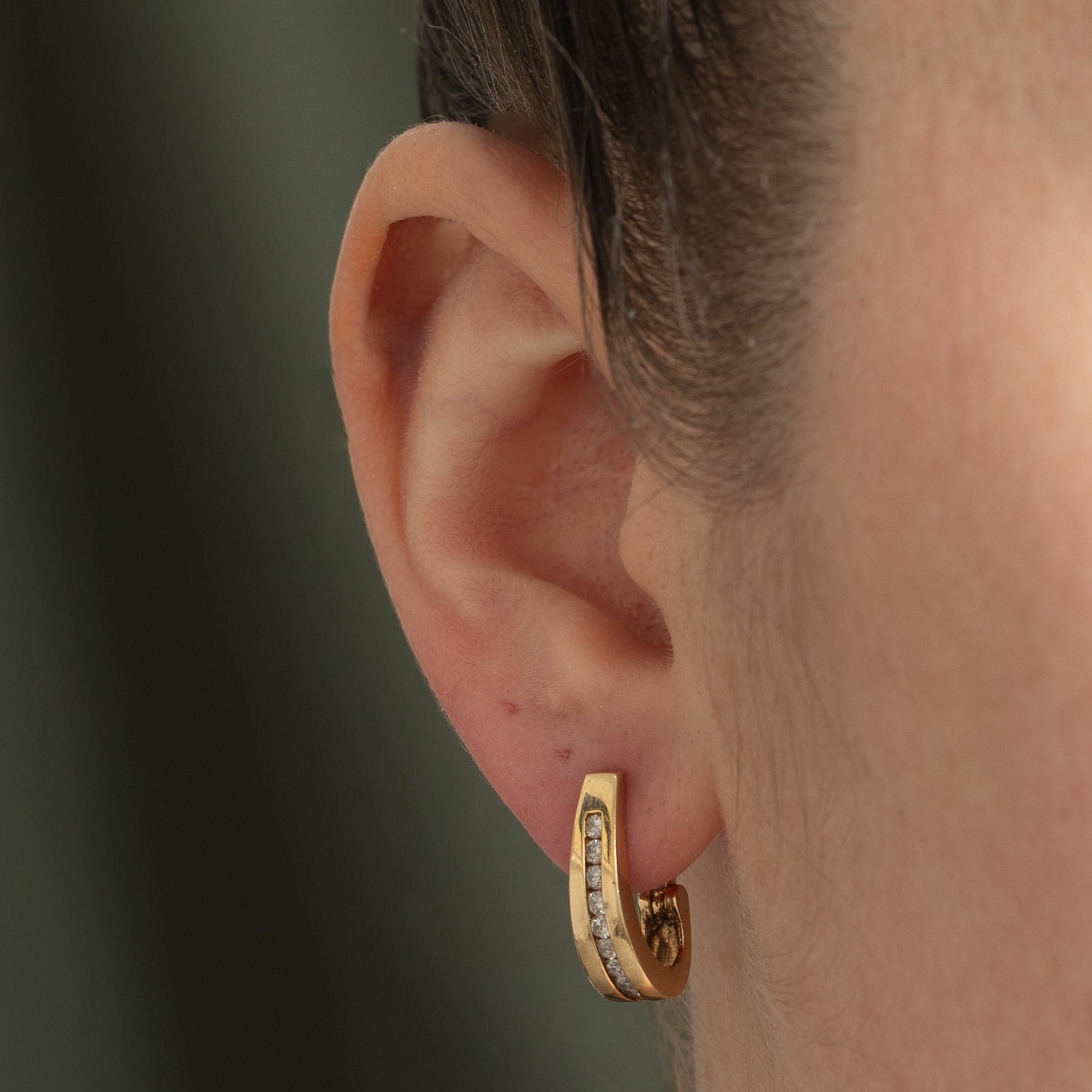 0.45ctw Channel Set Diamond Hoop Earrings for Women - Elegant 14K Gold Huggie Earrings for Everyday Wear & Special Occasions
