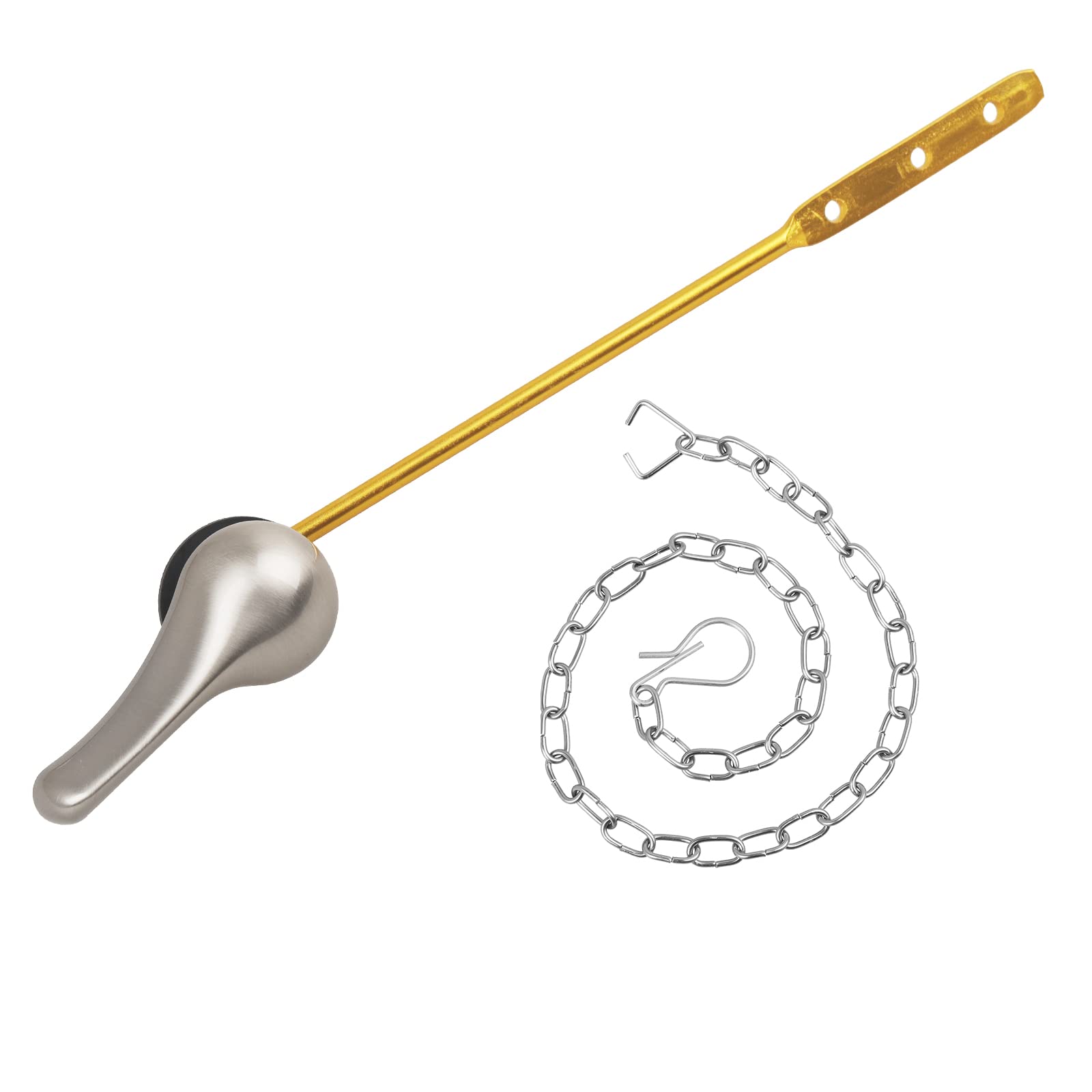 Jwodo Universal Toilet Flush Handle Replacement Kit - Satin Nickel Finish, Stainless Steel Flapper Chains - Compatible with Most Front Mount Toilets | Bathroom Repair & DIY Installation Accessories