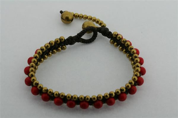 3 Bell Bead Bracelet for Women - Red Boho Style Adjustable Anklet - Perfect for Music Festivals, Beach Parties & Boho Fashion Accessories