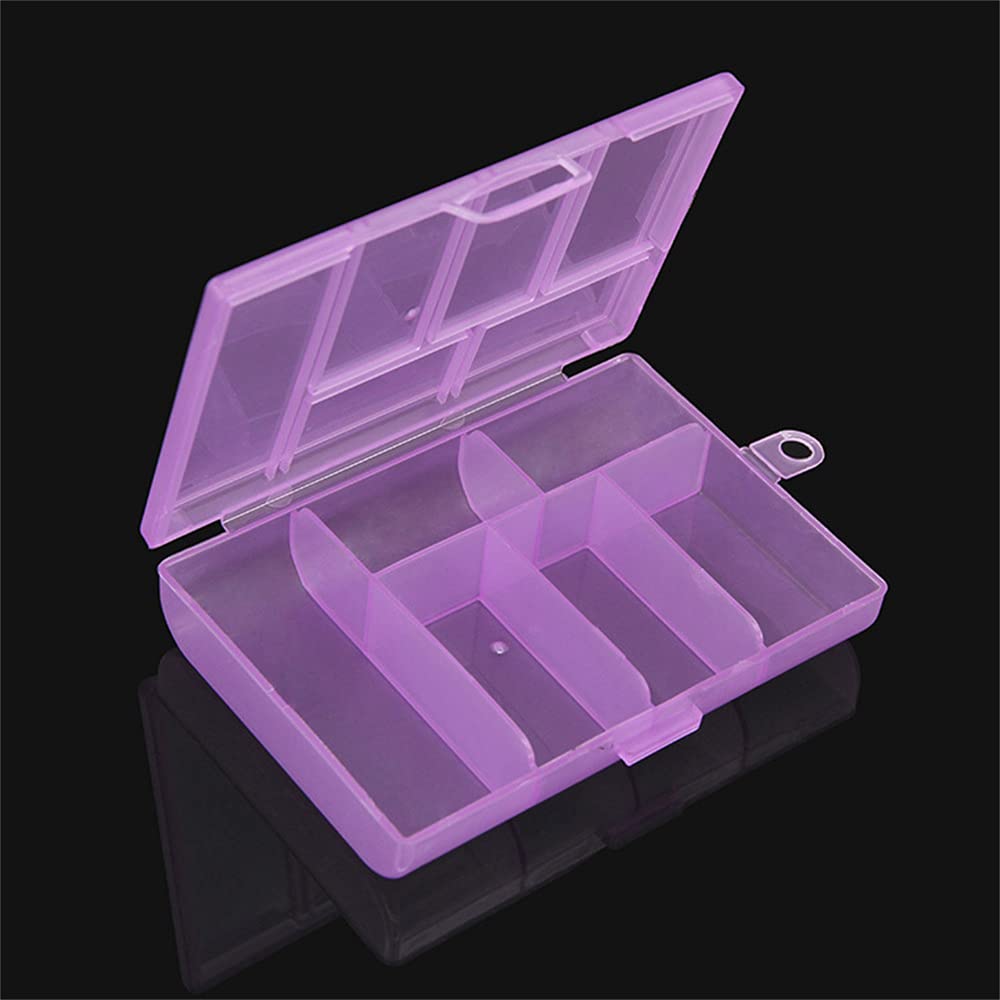 6 Compartment Clear Plastic Storage Box - Jewelry Organizer, Cosmetic Case, Bead & Electronic Component Container - Snap Lock & Hanging Hole Design (4-Piece Set, Colorful) - Perfect for Home, Office & Travel Organization