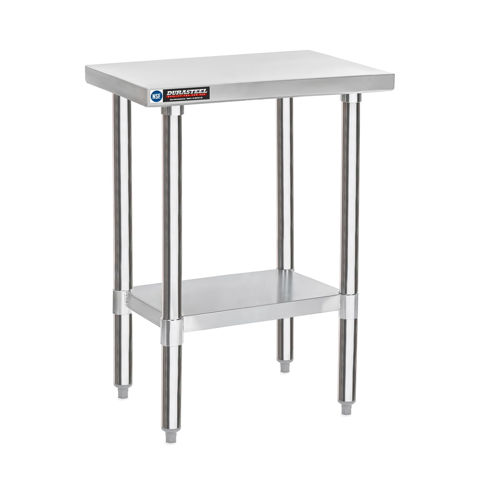 DuraSteel 24x18 Stainless Steel Table - NSF Certified Commercial Kitchen Work Table with Undershelf - Heavy Duty Food Prep Table for Restaurants, Bakeries & Home Kitchens - Perfect for Small Spaces, Laundry Rooms & Outdoor Grilling Areas