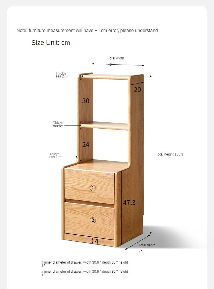 Solid Oak Wood Nightstand - Sturdy & Elegant Bedside Table for Bedroom, Living Room, or Office - Perfect for Storage & Décor
