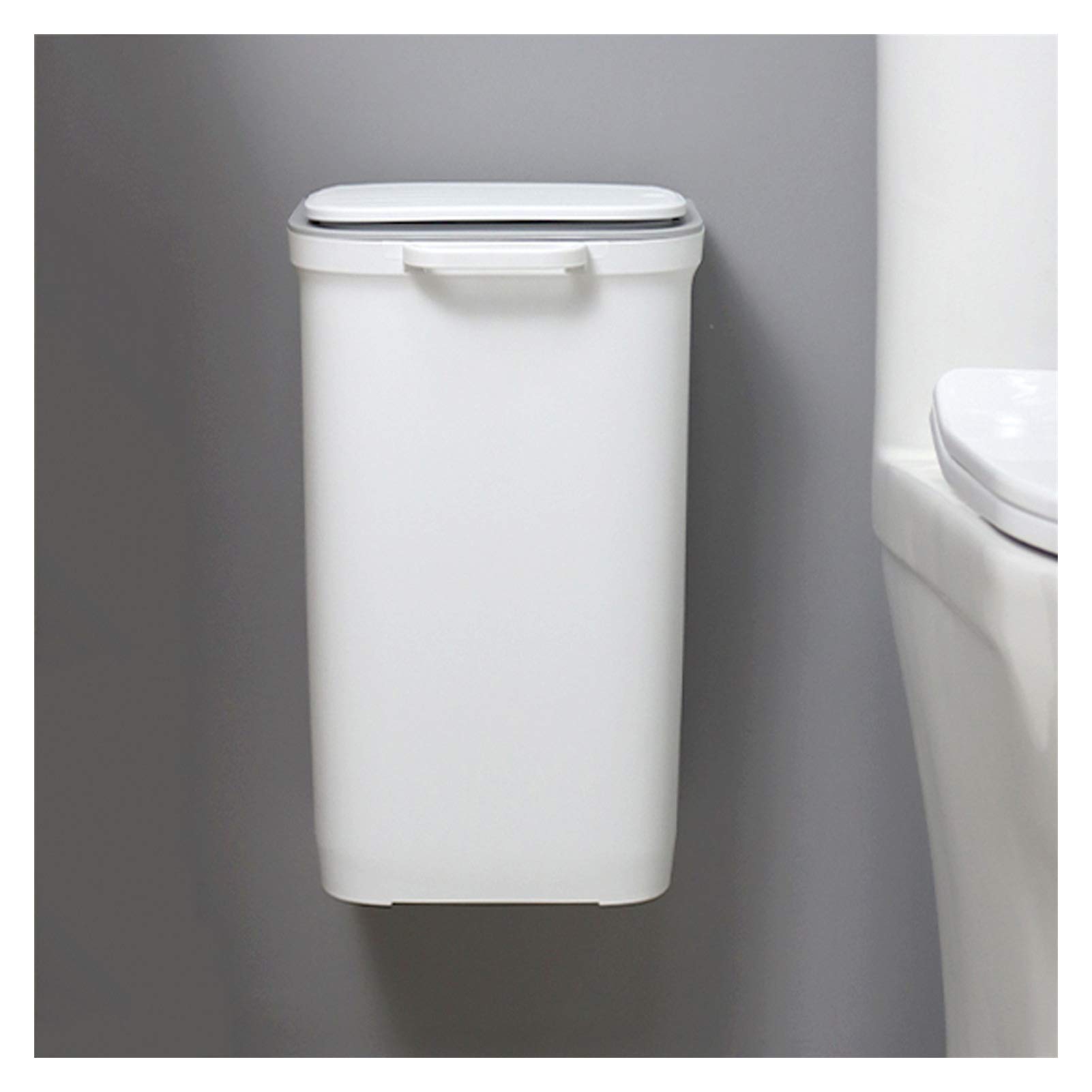 QTBH 2.6 Gallon Push-Type Wall Mounted Trash Can with Lid - Compact Hanging Dustbin for Kitchen, Bathroom, Bedroom - Perfect for Waste Disposal & Toilet Paper Storage | Ideal for Small Spaces & Home Organization