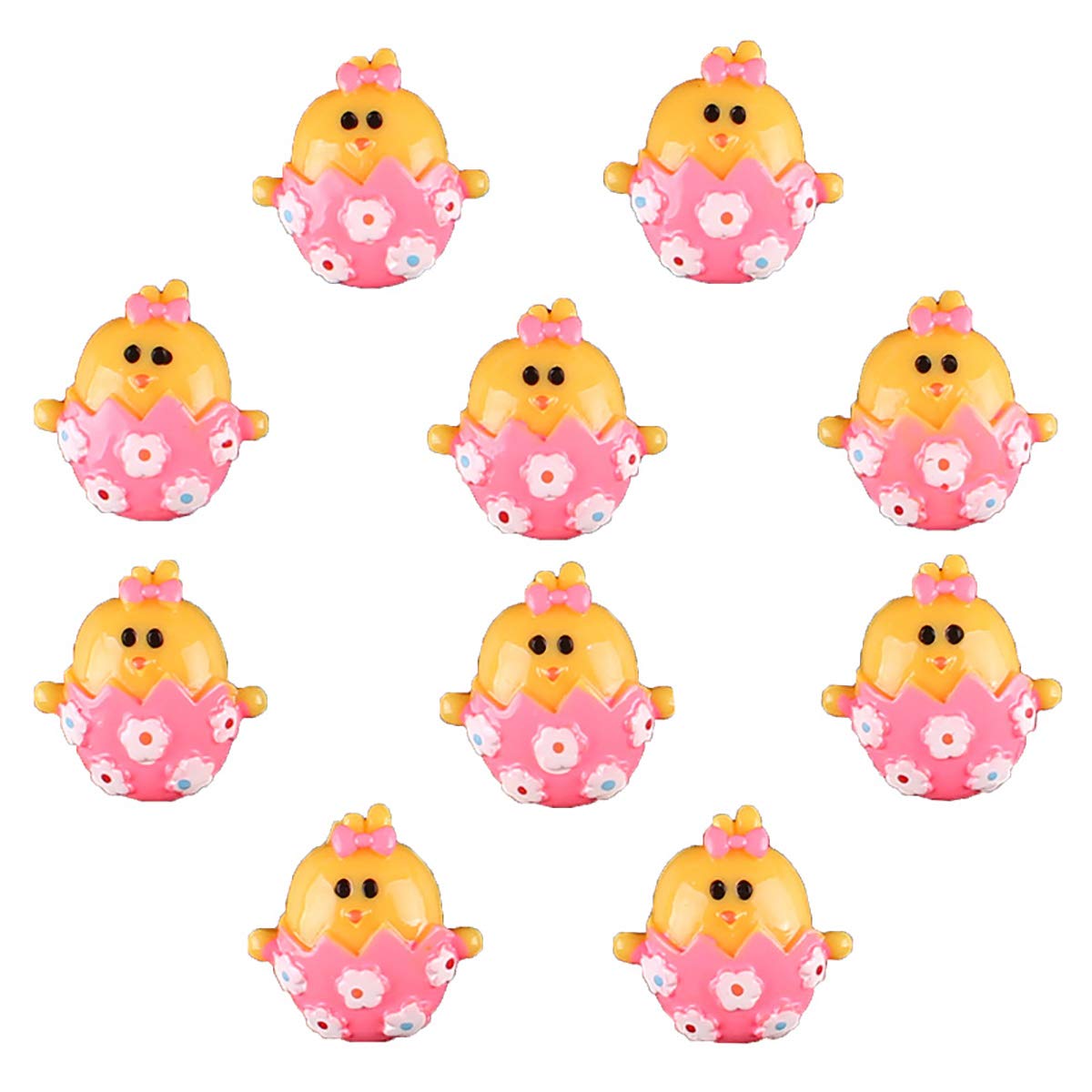 10PCS Easter Chick Pink Shell Egg Flower Resin Flatback Cabochons - DIY Scrapbooking, Card Making, Jewelry Crafts - Perfect for Easter Decorations, Spring DIY Projects, and Handmade Gifts