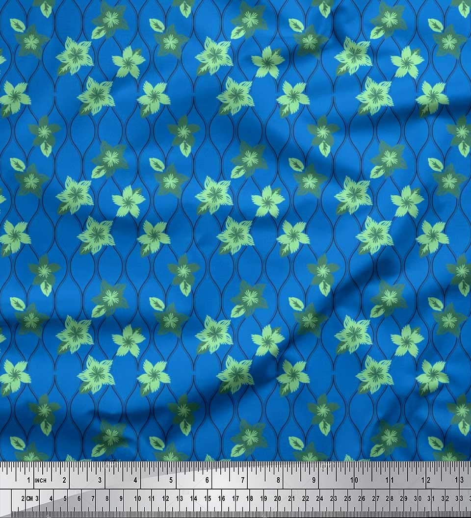 Soimoi Moss Georgette Brown Fabric by The Yard - 42 Inch Wide Floral & Ogee Damask Printed Fabric for Fashion Dresses, Curtains & Home Decor - Lightweight & Elegant Material for DIY Sewing Projects