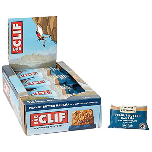 CLIF Bar Energy Bars - 12 Pack (68g Each) Peanut Butter Banana with Dark Chocolate - High Protein Snacks for Hiking, Camping & Workouts