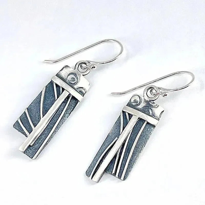 Elegant Sterling Silver & Patina Earrings for Women - Handmade Vintage Style Jewelry for Parties, Weddings & Everyday Wear