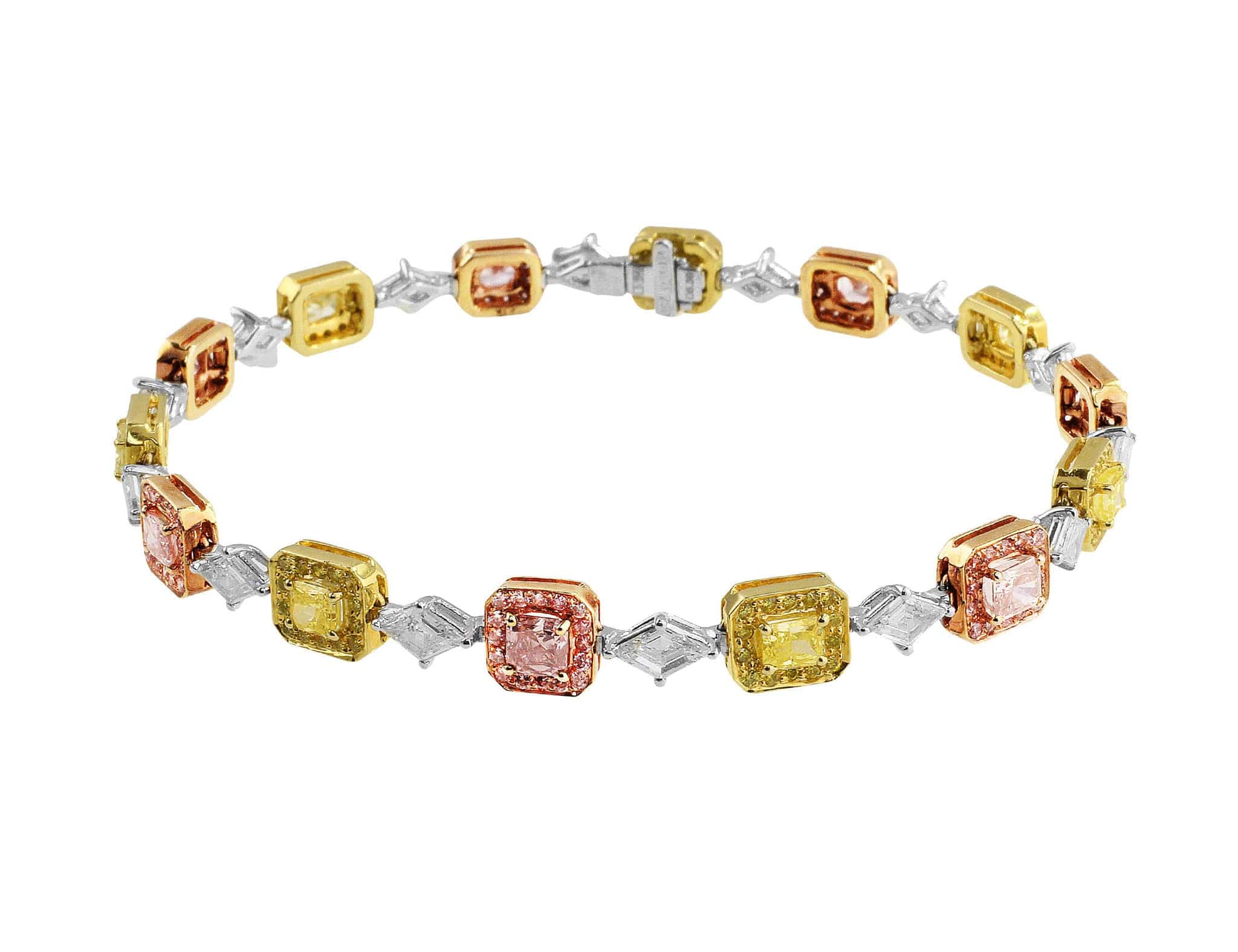 18K Gold Platinum Radiant Colored Diamond Bracelet for Women - Elegant Tennis Bracelet with Genuine Diamonds - Perfect for Weddings, Anniversaries & Special Occasions