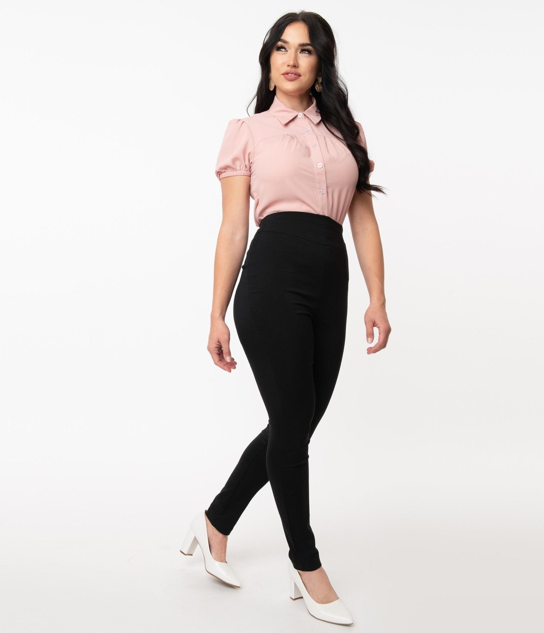 Vintage 1950s High Waist Black Rizzo Cigarette Pants - Retro Women's Trousers for Casual Wear, Office & 50s Themed Parties