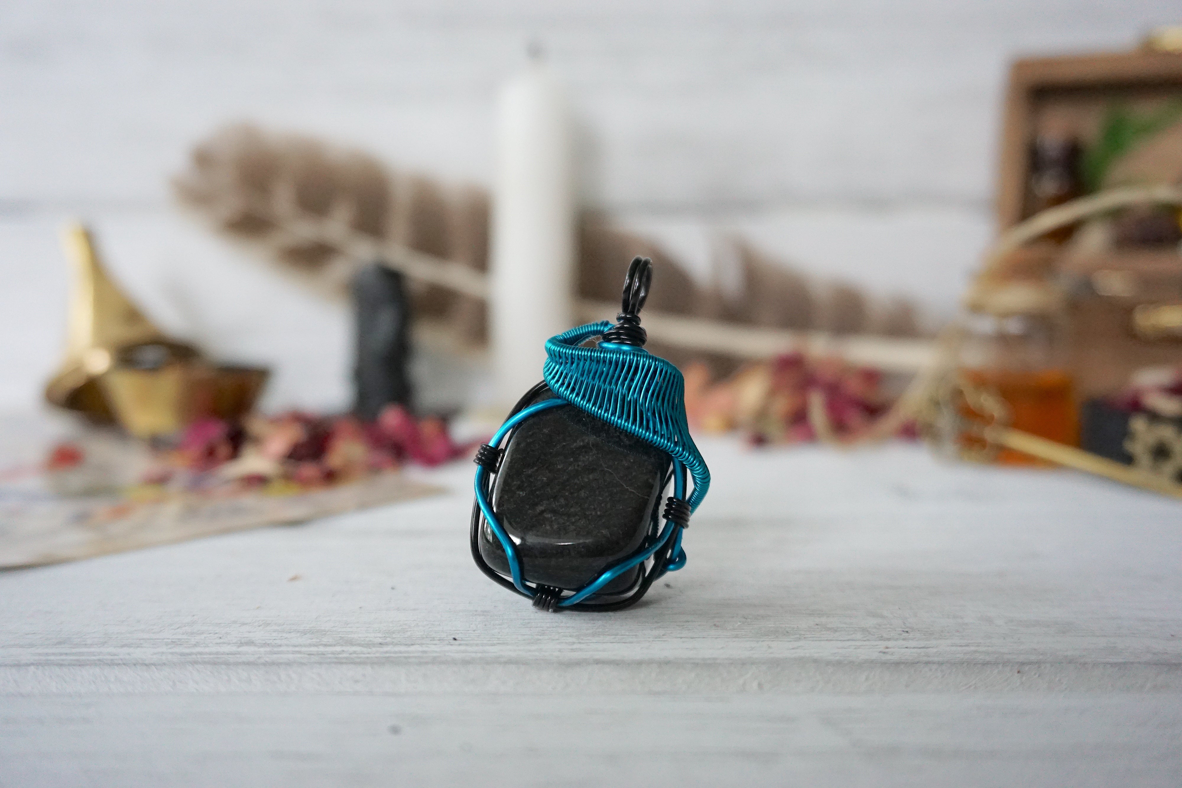AURA OBSIDIAN COLLECTION - Obsidian Blue Gemstone Necklace for Women, Handmade Spiritual Jewelry, Healing Crystal Pendant for Meditation & Energy Protection | Perfect for Yoga, Reiki & Chakra Balancing