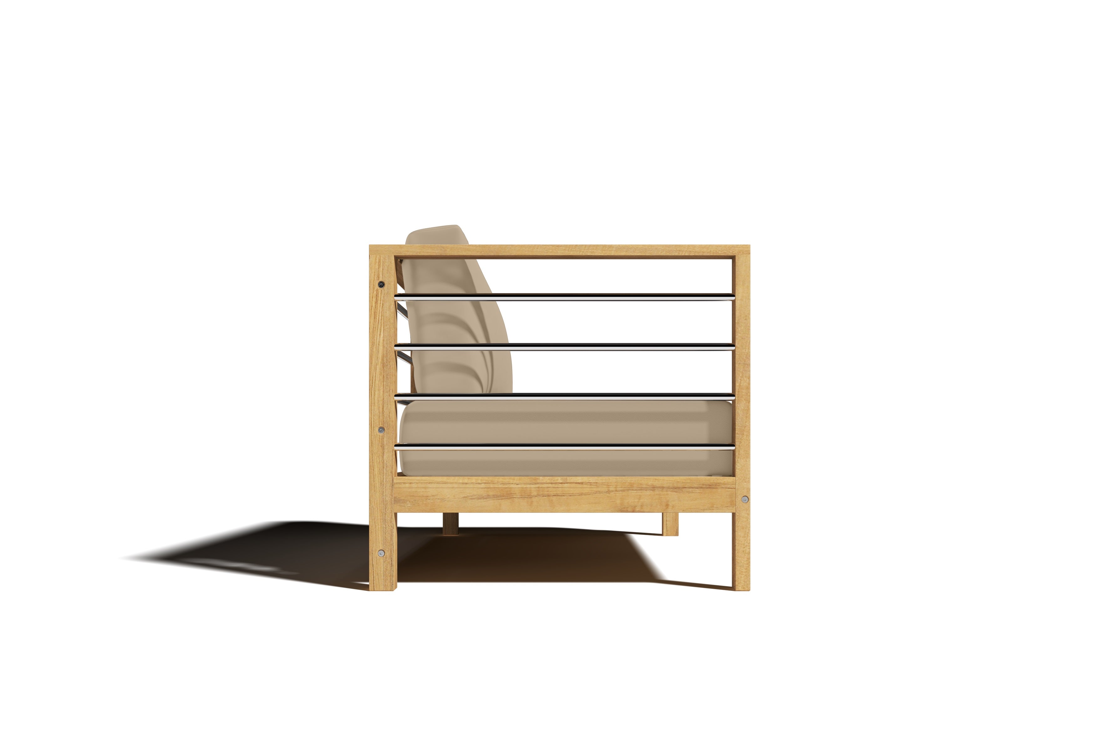 Leon Teak Outdoor Sectional Left Sofa with Sunbrella Fawn Cushion - Weather-Resistant Patio Furniture for Backyard, Poolside & Garden Relaxation