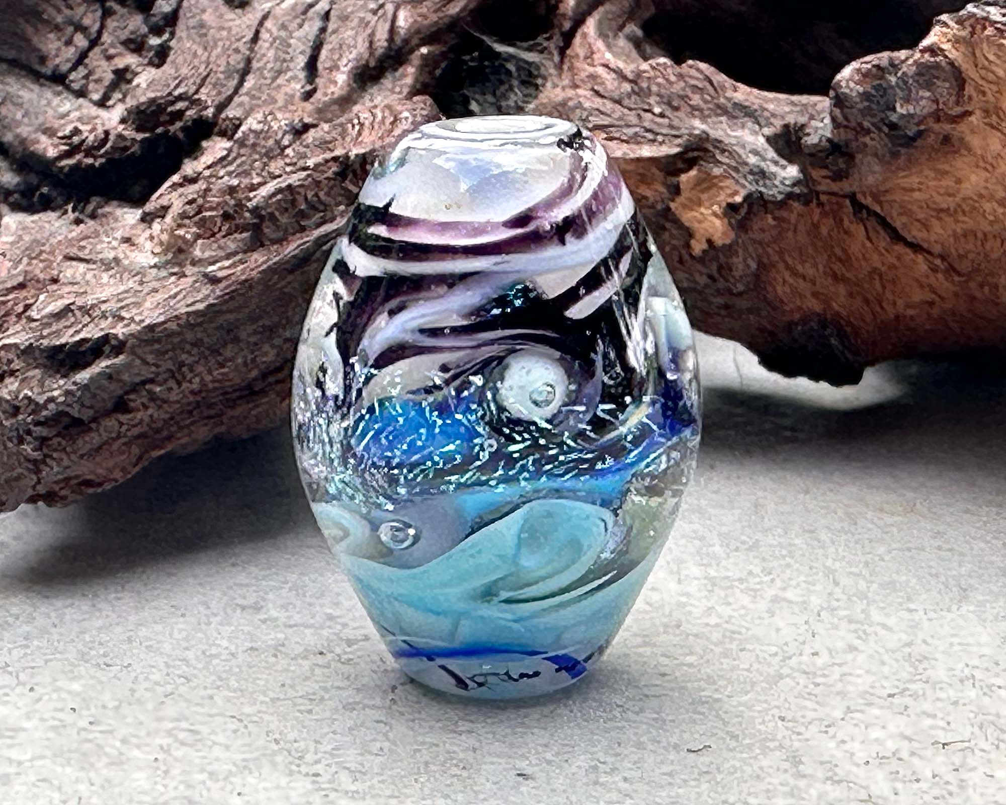 Dichroic Glass Lampwork Focal Bead for Jewelry Making - Swirling Waters Design - Handmade Artisan Bead for Necklaces, Bracelets & DIY Crafts