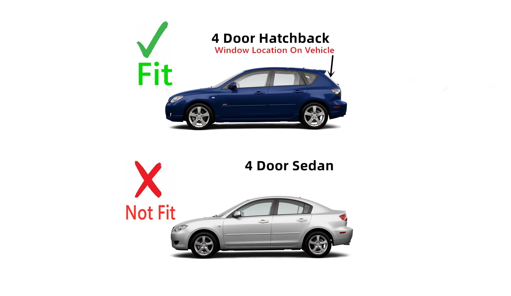 Heated Rear Window Glass Replacement for Mazda 3 4-Door Hatchback 2004-2009 - Defrosting Solution for Winter Driving & Cold Weather Protection