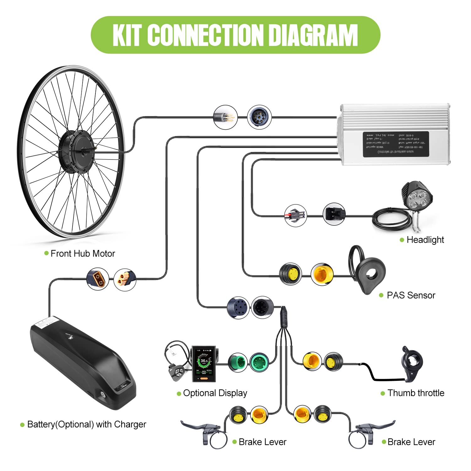 BAFANG 48V 500W Front Hub Motor Electric Bike Conversion Kit for 26