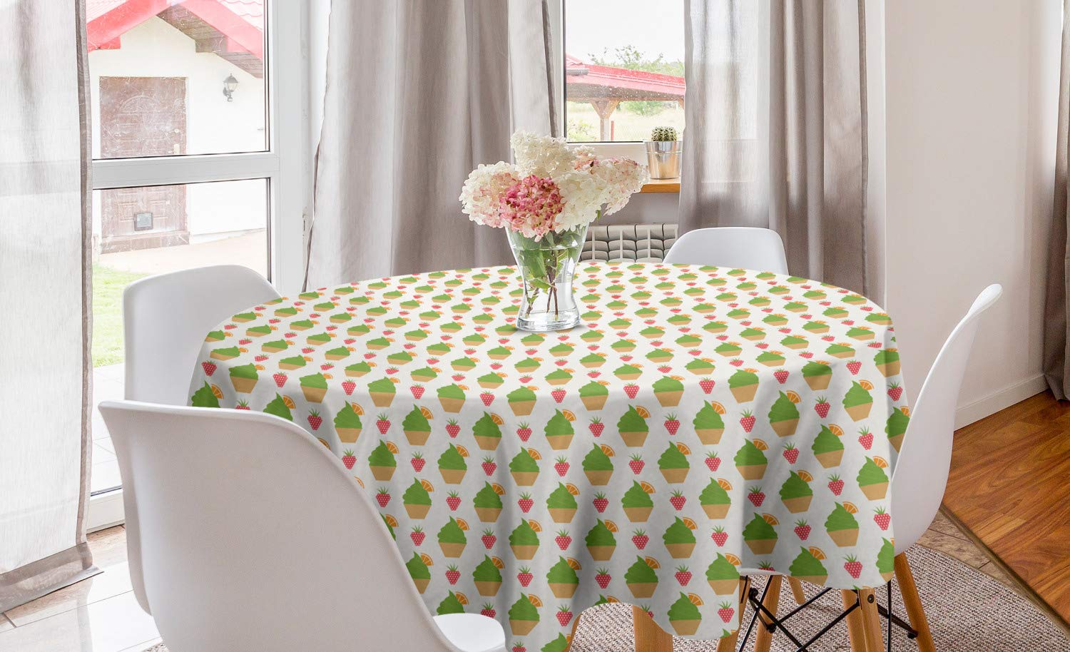 Ambesonne Summer Round Tablecloth 60