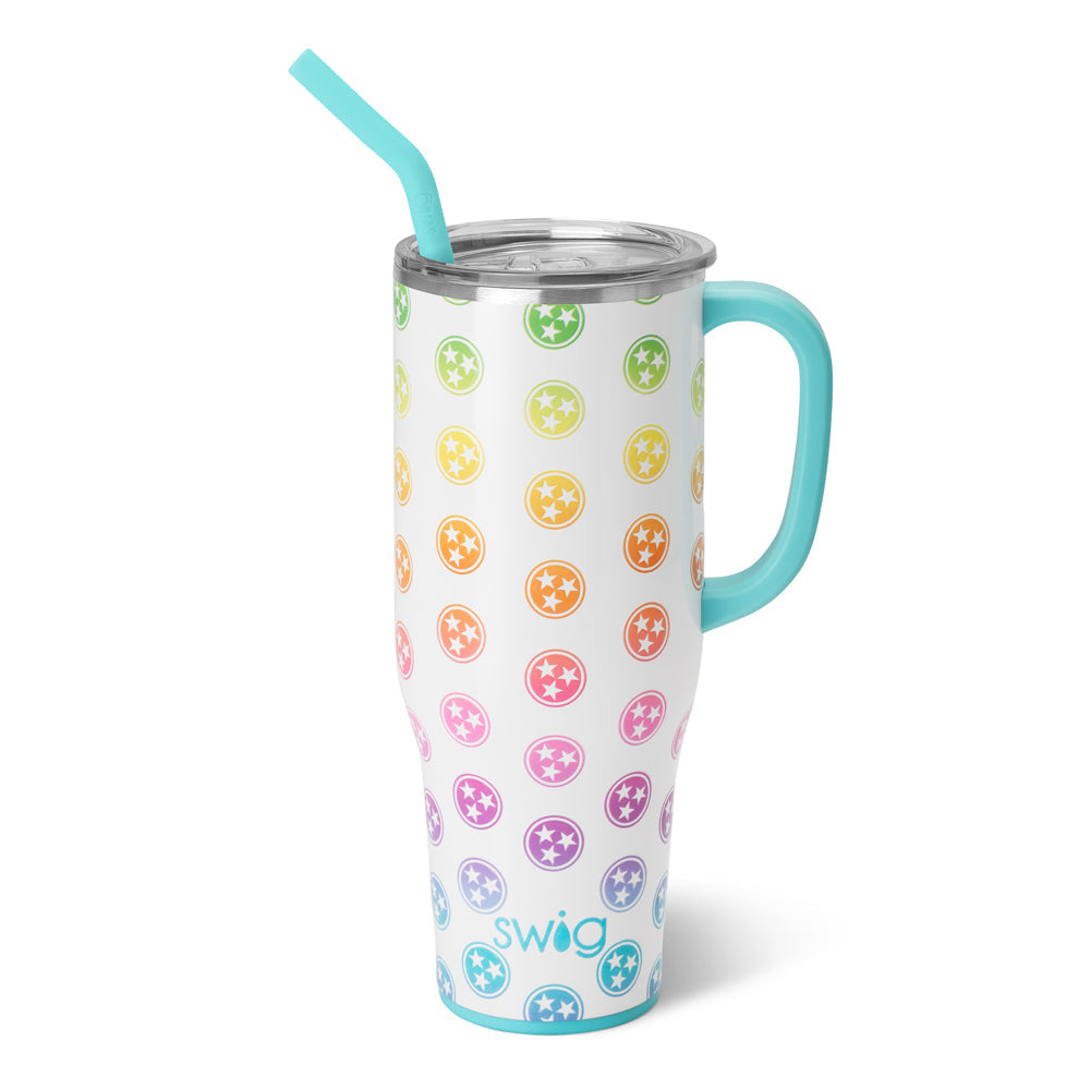 Tennessee Tristar Mega Mug 40oz - Large Insulated Stainless Steel Tumbler with Lid & Straw - Perfect for Coffee, Tea, Cold Drinks - Ideal for Travel, Camping, Office & Outdoor Activities