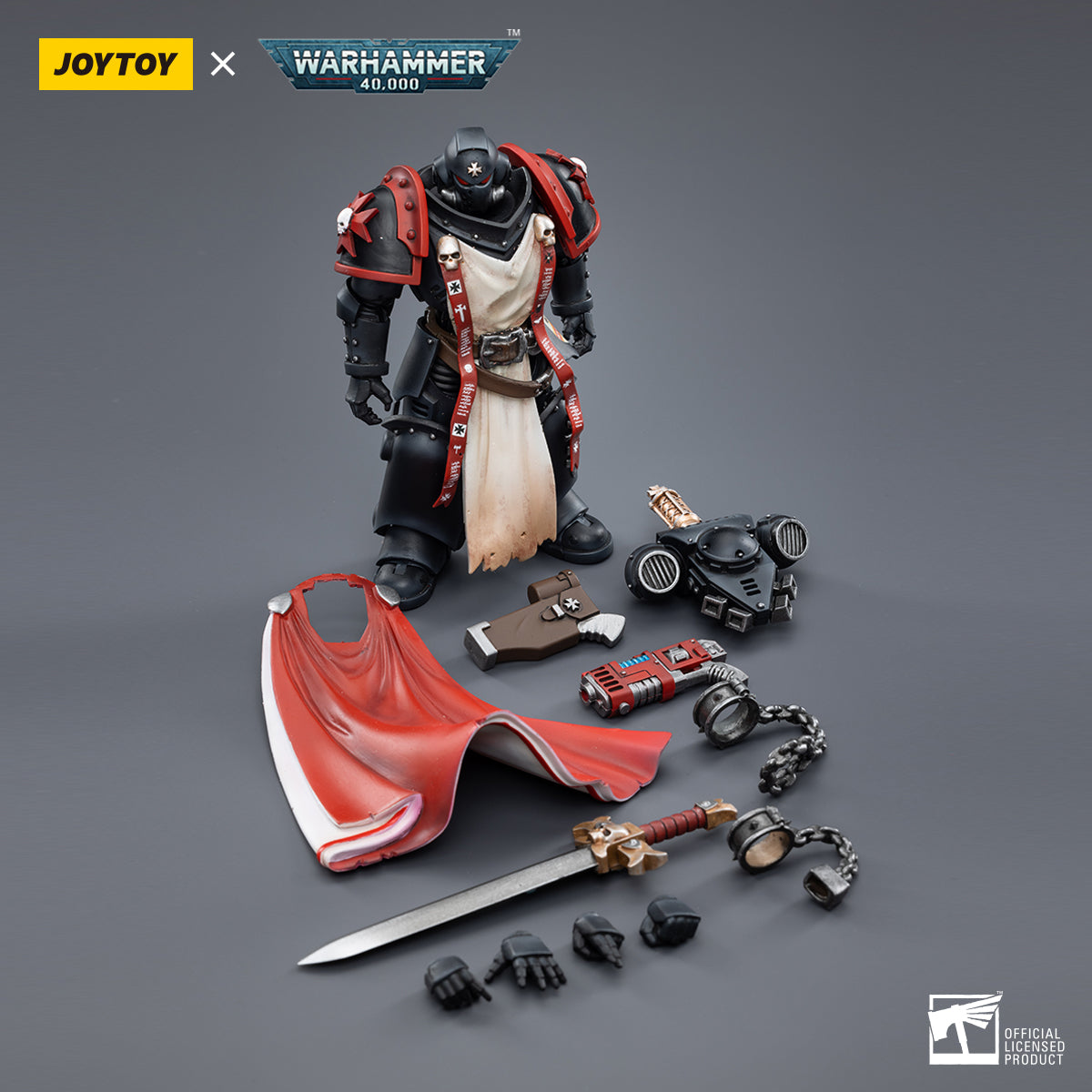 1/18 Scale JOYTOY Warhammer 40K Black Templars Action Figure Set (3pcs) - Perfect for Collectors, Tabletop Gaming & Display