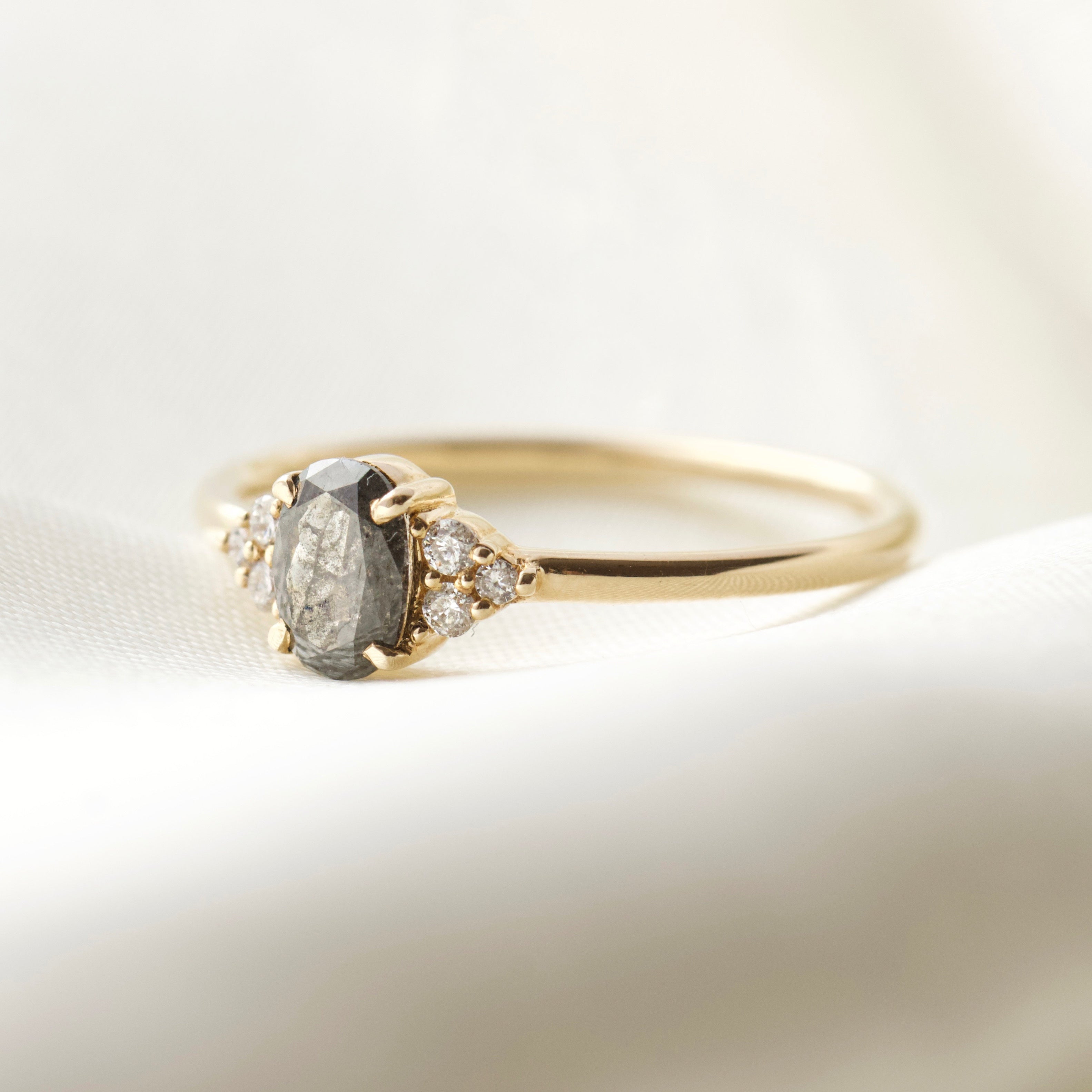 Imogen Salt and Pepper Diamond Ring - Unique Handcrafted Engagement & Wedding Band for Women - Perfect for Everyday Wear & Special Occasions