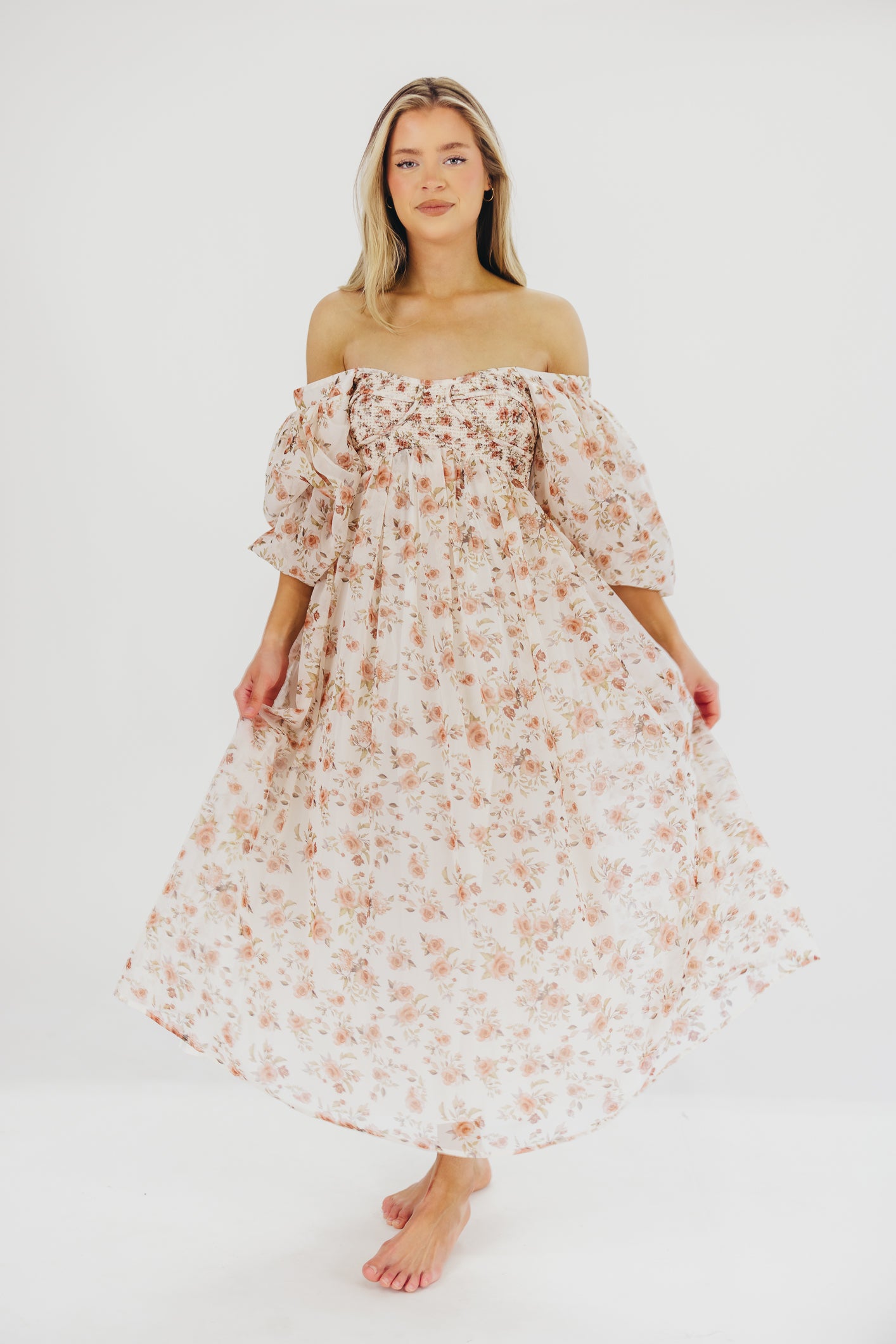 Harlow Maxi Dress in Ivory Floral - Bump Friendly Maternity Dress & Inclusive Sizing (S-3XL) | Perfect for Pregnancy, Beach Vacations & Summer Weddings
