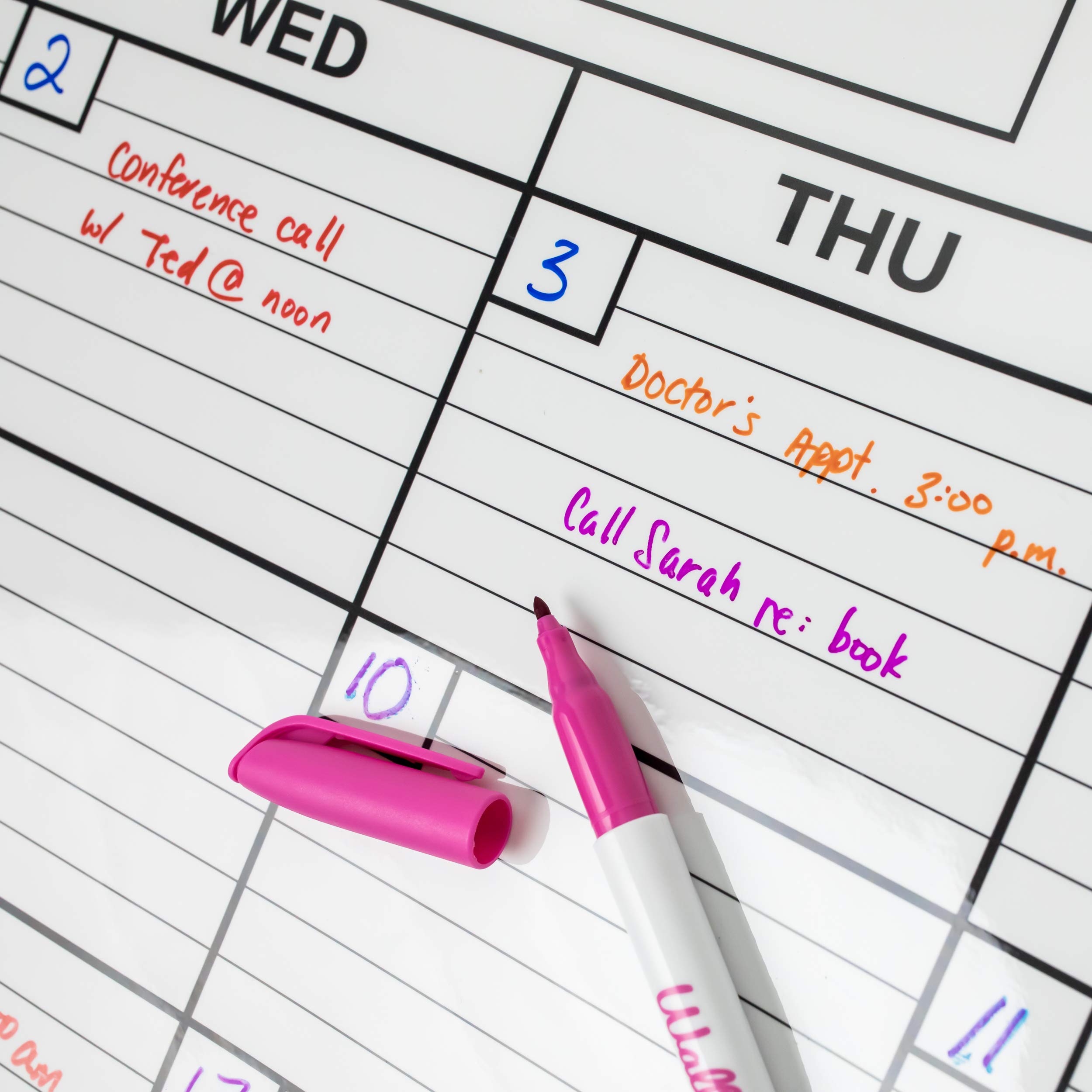 Fine Point Wet Erase Markers - 8 Colors, Smudge-Free for Whiteboards & Glass