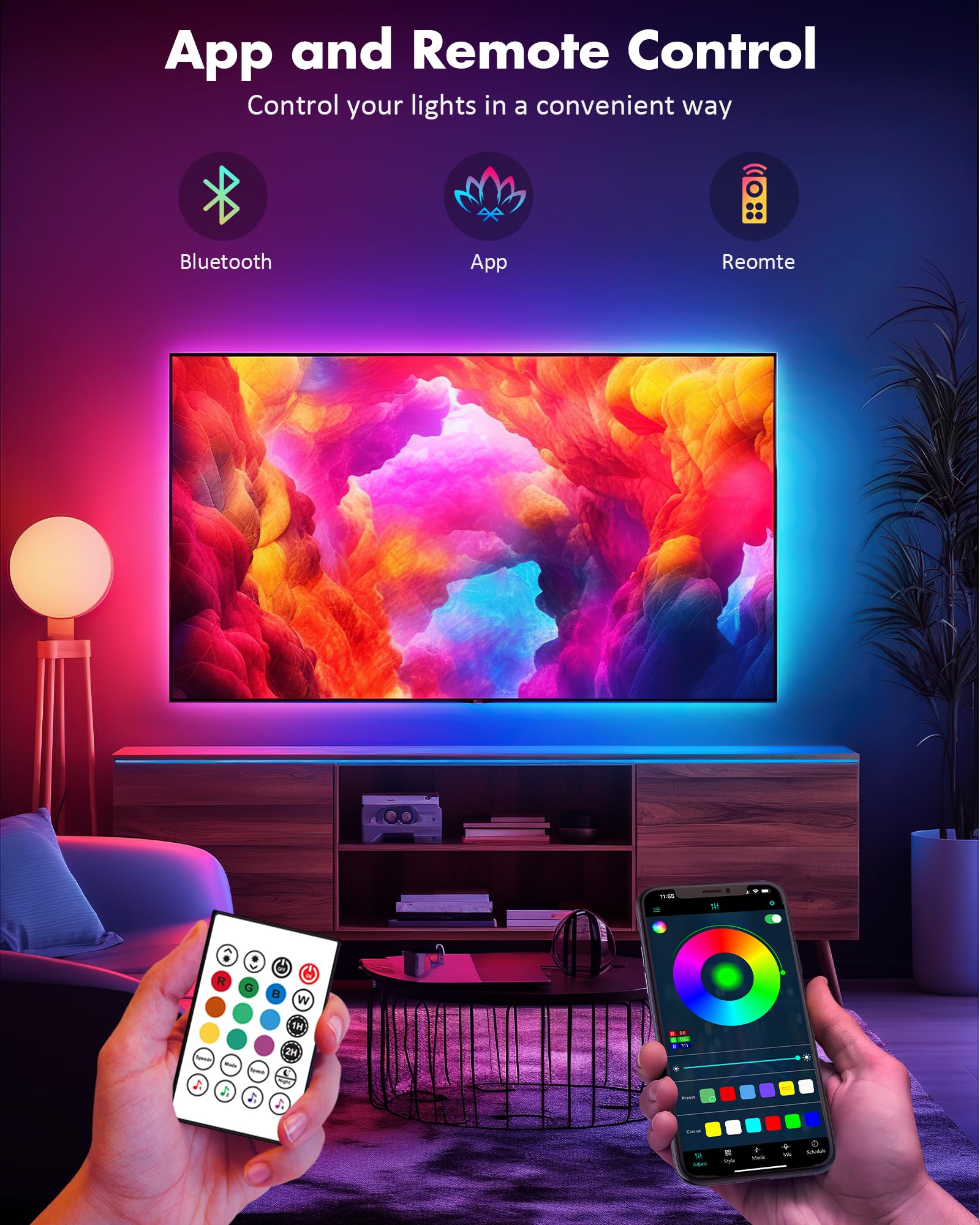 ICRGB LED TV Backlight Strip for 24-43 Inch Screens | 9.8FT USB-Powered RGB Gaming Monitor Lights | PC Desk Setup Accessories | Bedroom & Home Decor for Gamers | Enhance Gaming Atmosphere & Room Aesthetics