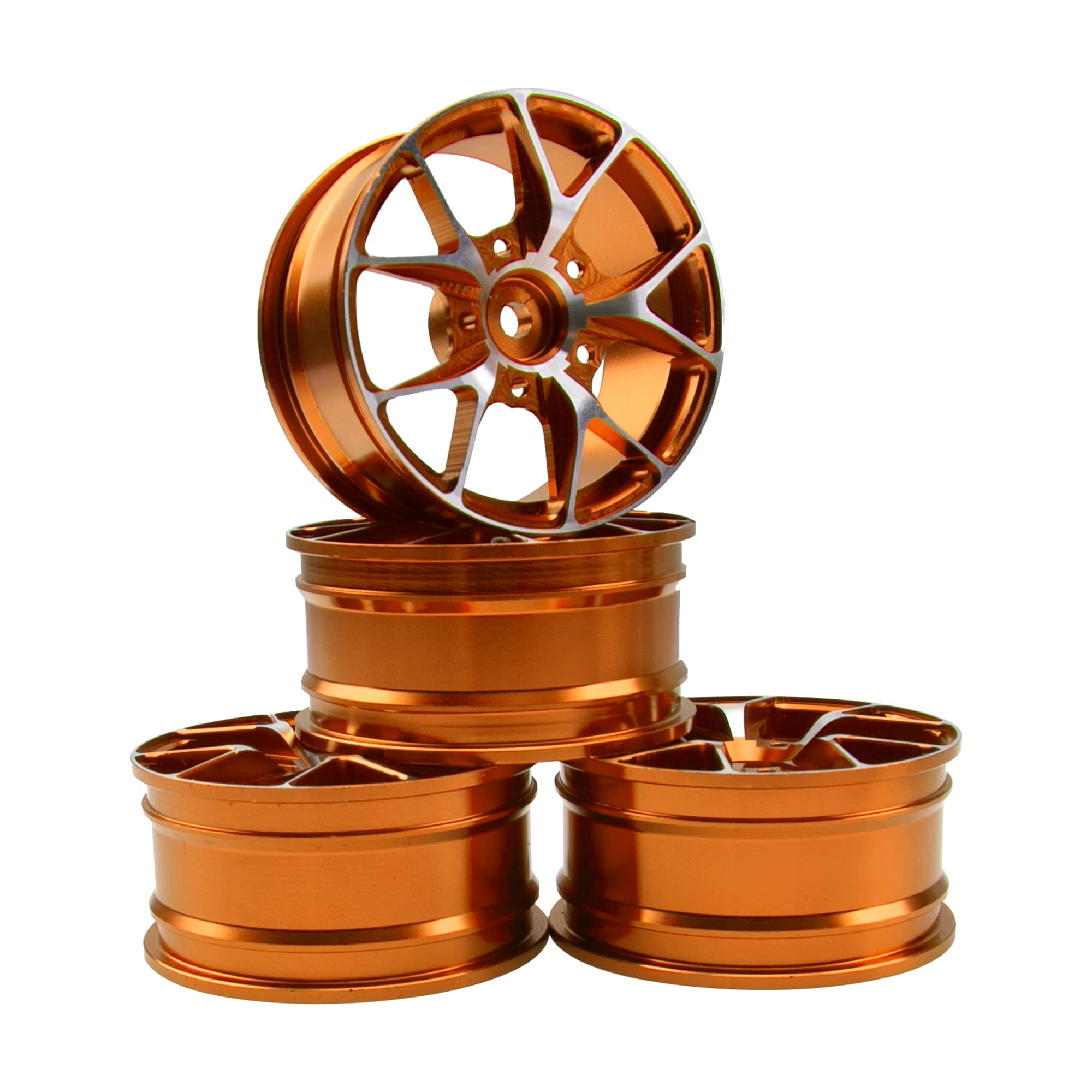 ShareGoo 12mm Hex Metal Wheel Rims for 1/10 RC Drift & On-Road Racing - Compatible with HSP, Tamiya, Kyosho, RedCat, Sakura, WLtoys - Golden (Perfect for Touring Cars & Competitive RC Drifting)