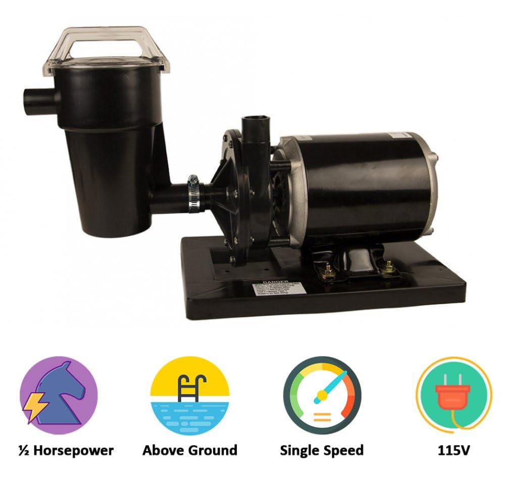 Rx Clear Patriot Sand Filter System for Above Ground Pools - 12 Inch Filter with 1/2 HP Niagara Pump | Up to 10,500 Gallon Capacity | Perfect for Backyard Swimming Pool Maintenance & Water Filtration